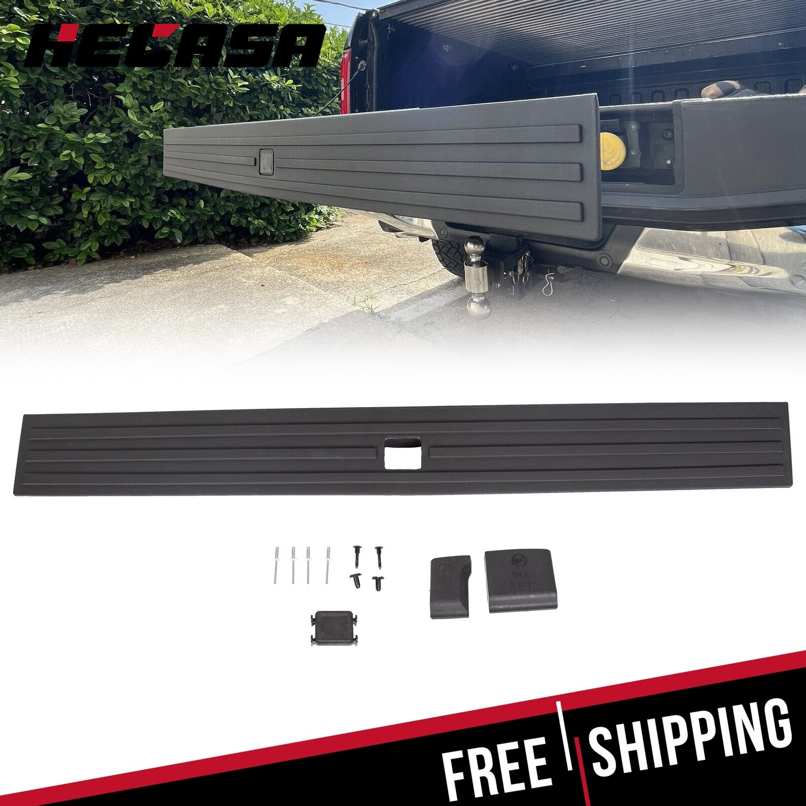 Tailgate Flexible Step Moldng Cover Trim With Button For 2015-2020 Ford F-150