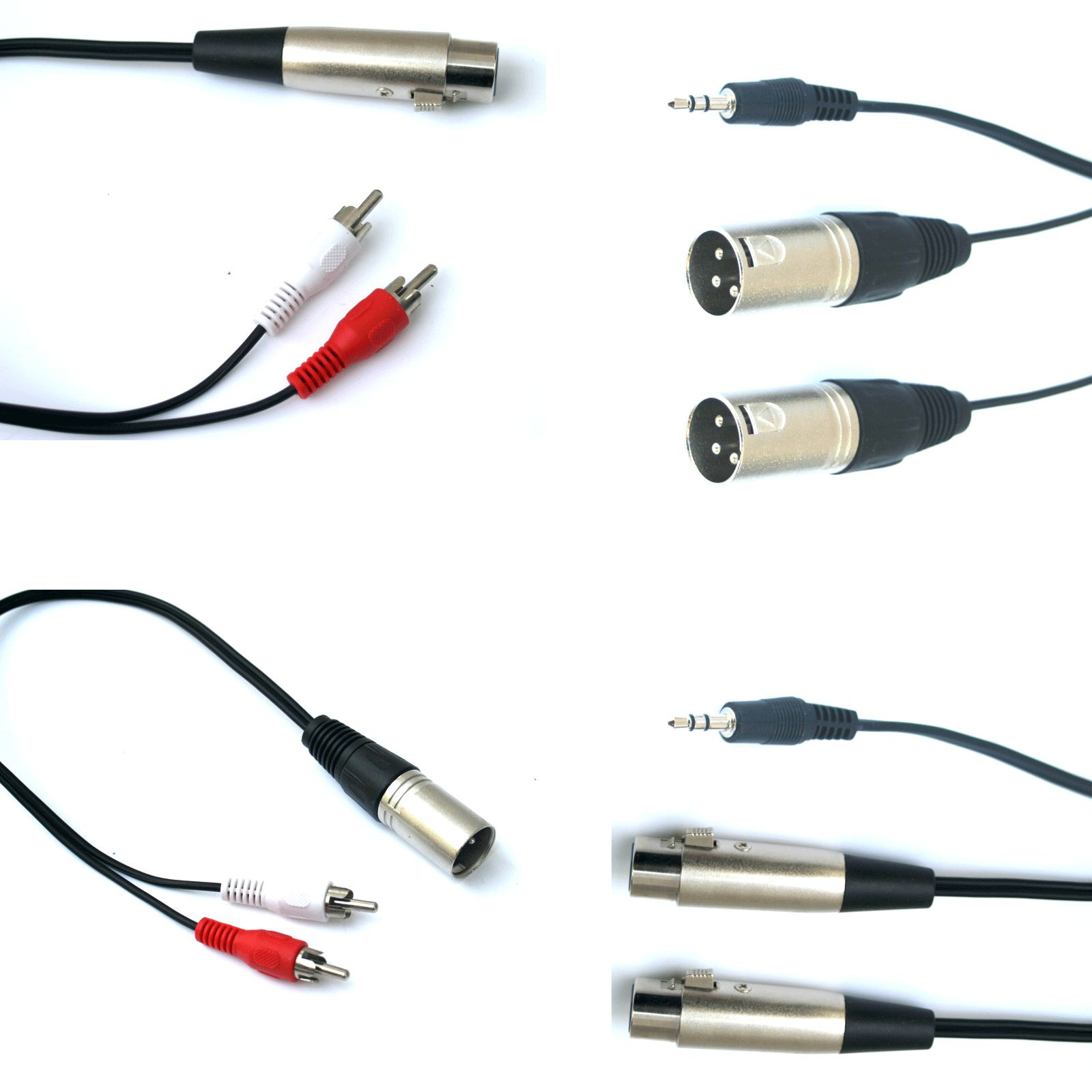 RW  XLR Male Female to balance 2 RCA 3.5mm 1/8 Splitter mono Stereo 1ft to 25'ft