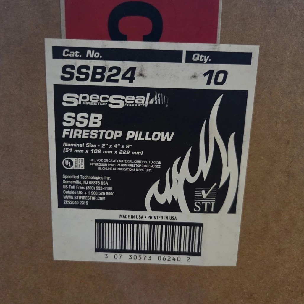 SpecSeal SSB24 Firestop Pillow, Case of 10, Expiration JAN-8-2026