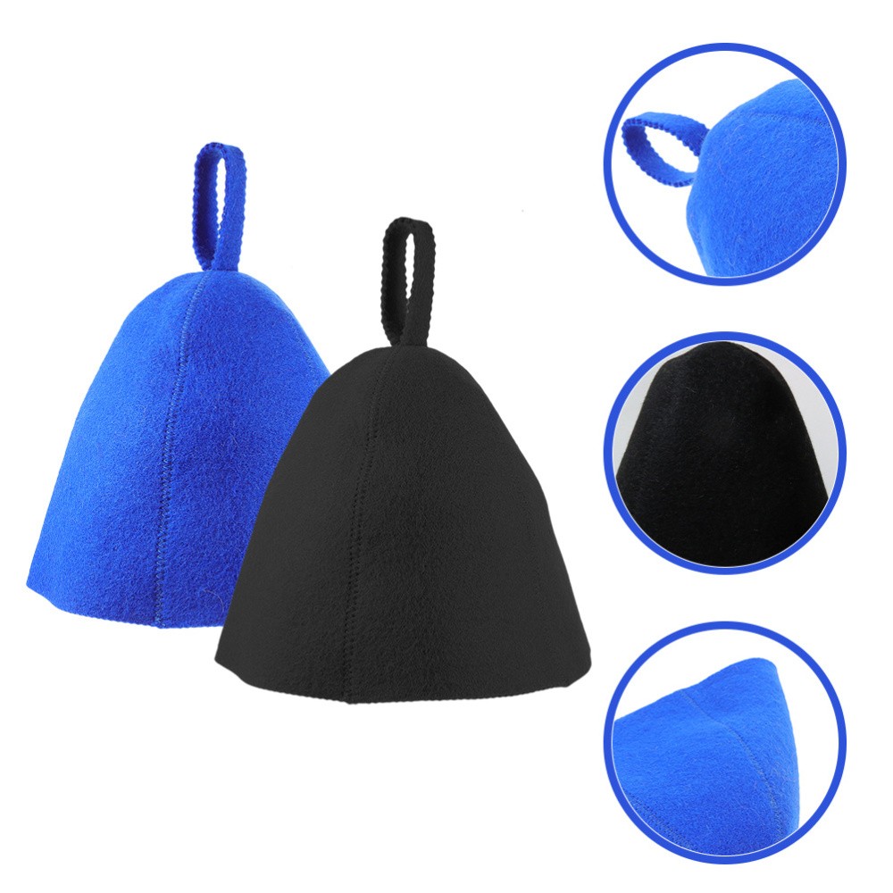 2 Pcs Wool Felt Sauna Caps Shower Hats Thickened Breathable Bath Caps for Sauna