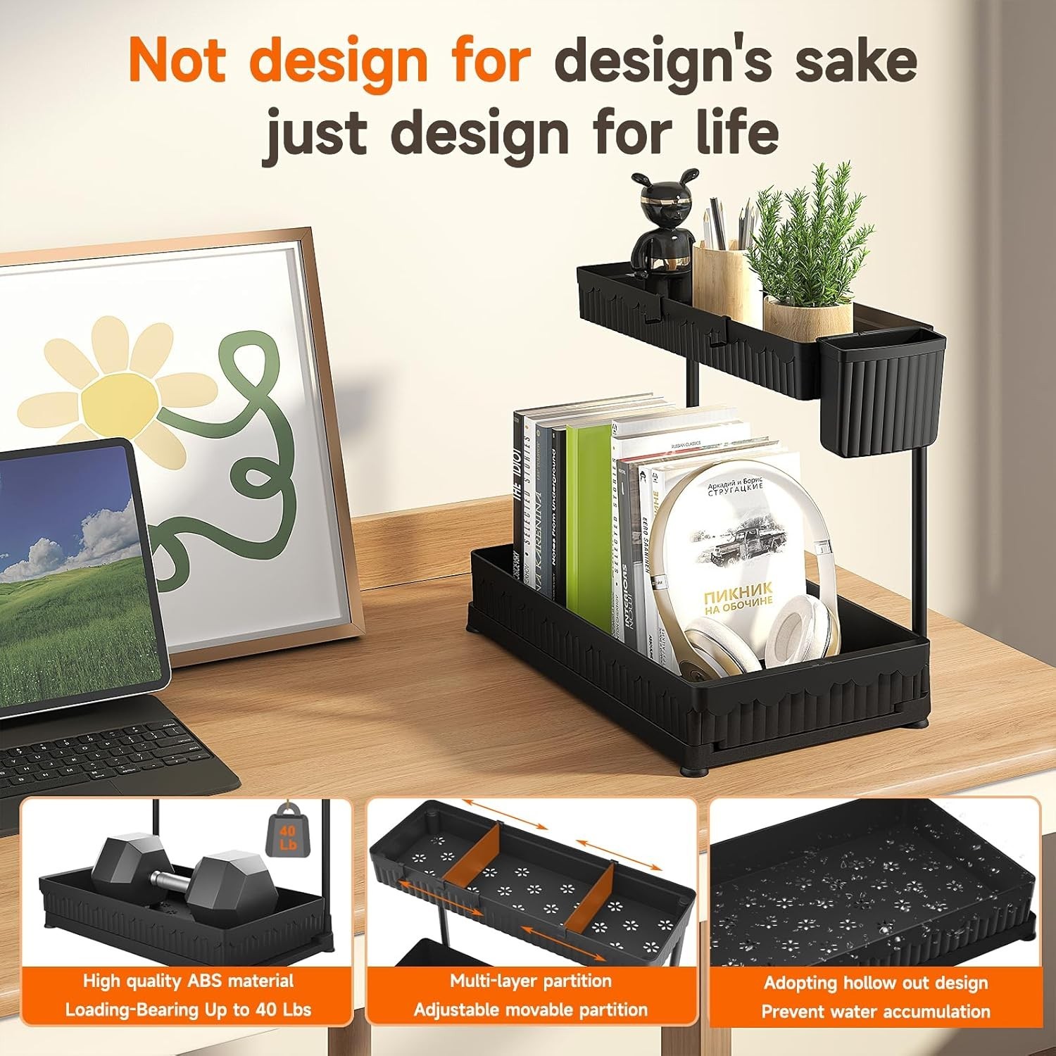 3 Pack Multi-Purpose Pull-Out Storage Organizers 2-Tier L-Shaped Under