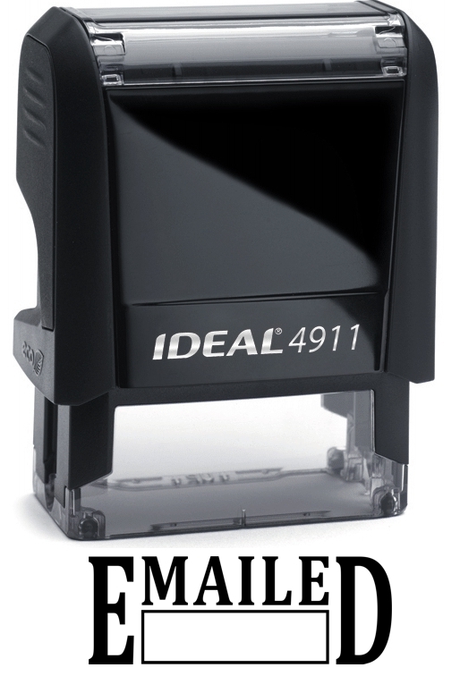 EMAILED text with Date Box on IDEAL 4911 Self-inking Rubber Stamp, BLACK INK