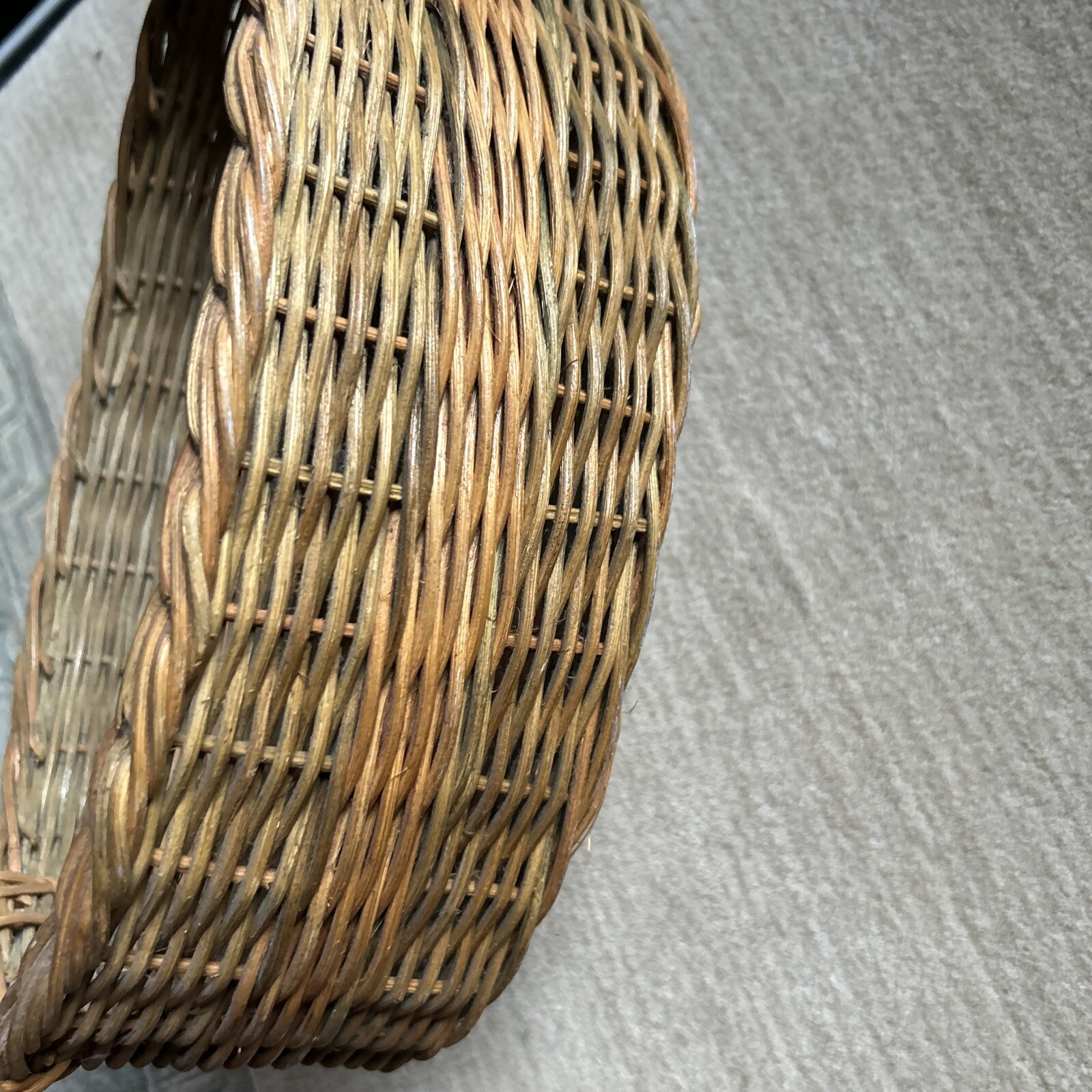 Basket Rope Accent Brown Fixed Handle Decorative. Oval Shape