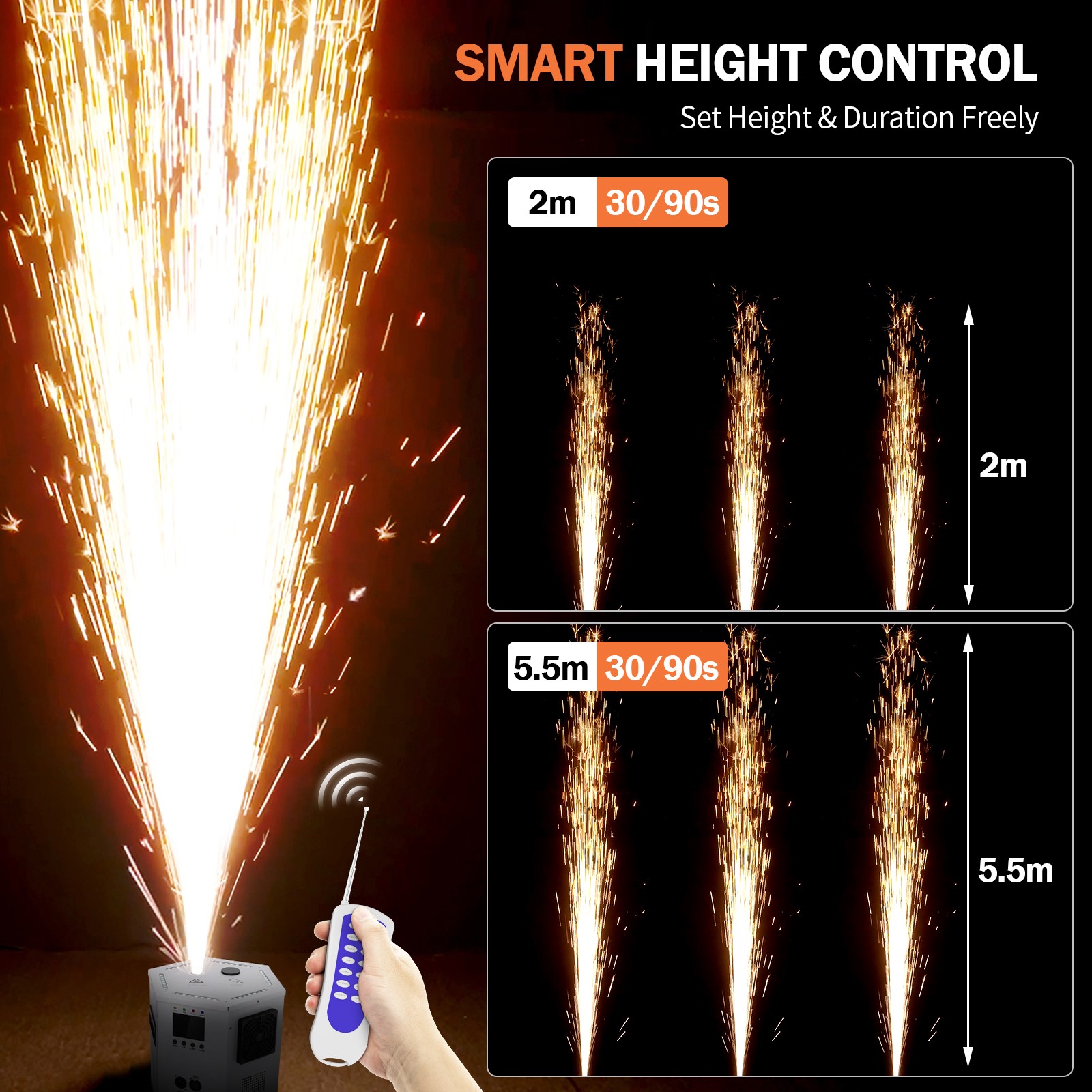 1200W Cold Spark Machine Stage Effect DMX Firework with Wireless Remote Control
