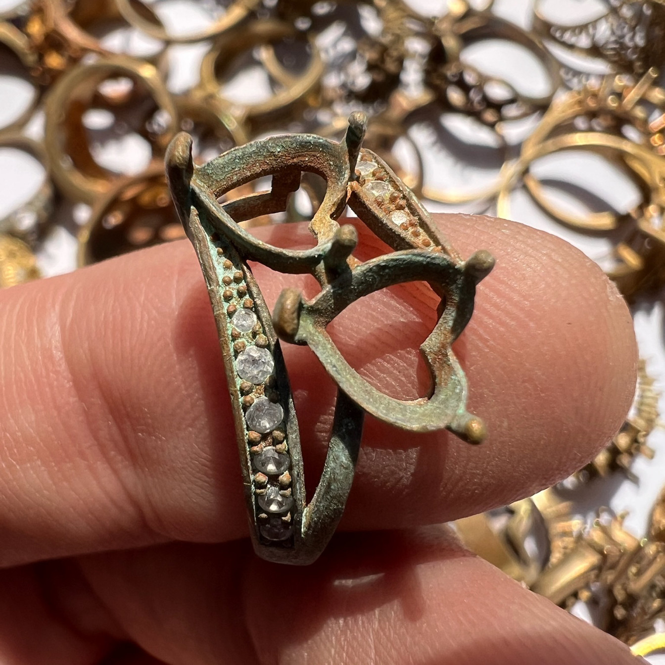Brass Ring Blank Prong Setting Empty Base DIY Jewelry Crystal Gem Mount