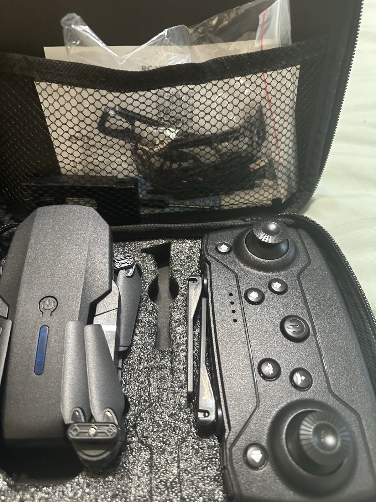 2 Foldable Toy Grade RC Quadcopter Drone Set, Remote Controllers, Batteries Case