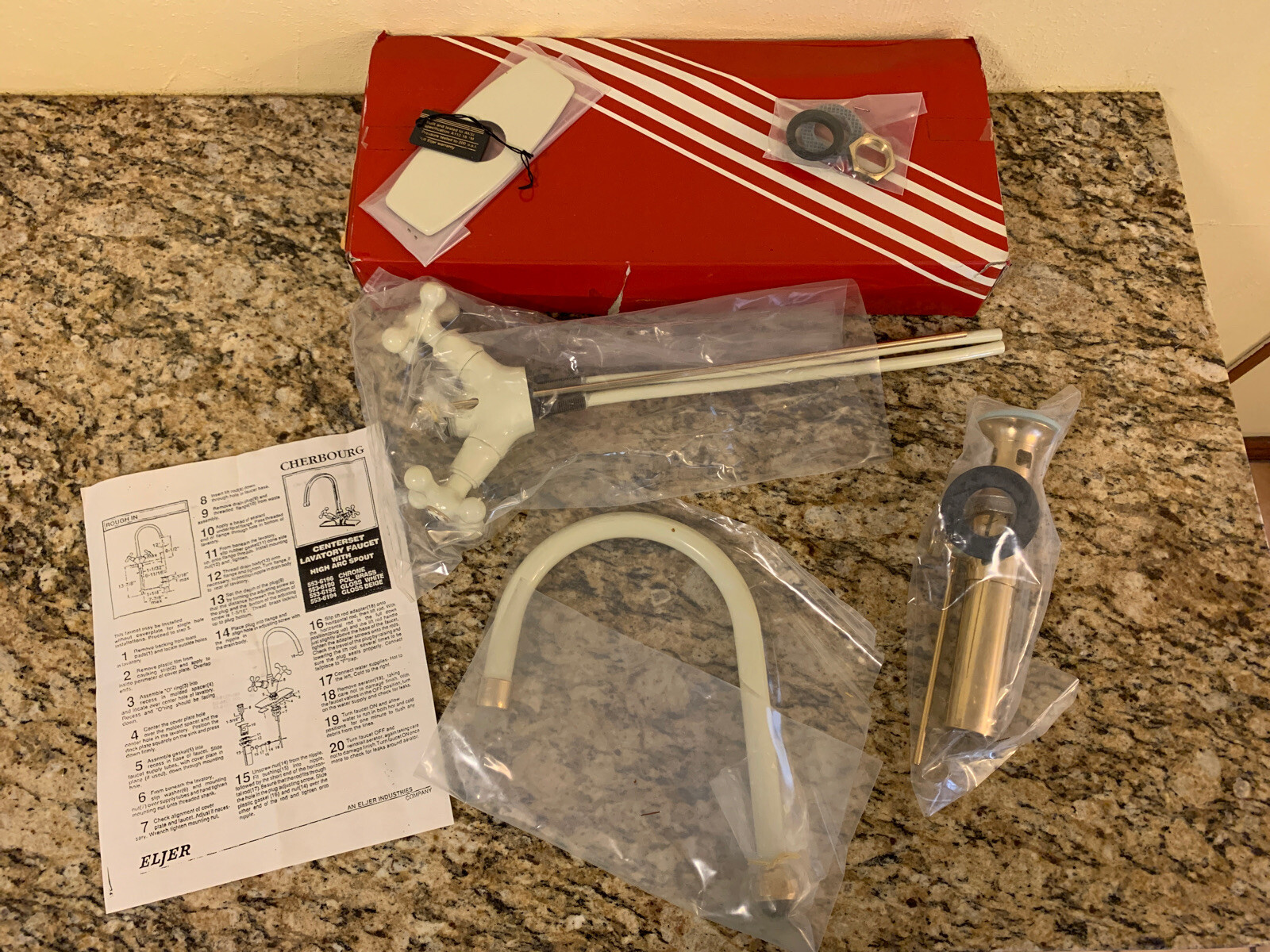 Eljer 553-6194-00 Centerset Gloss White Bathroom Faucet High Arc Cherbourg