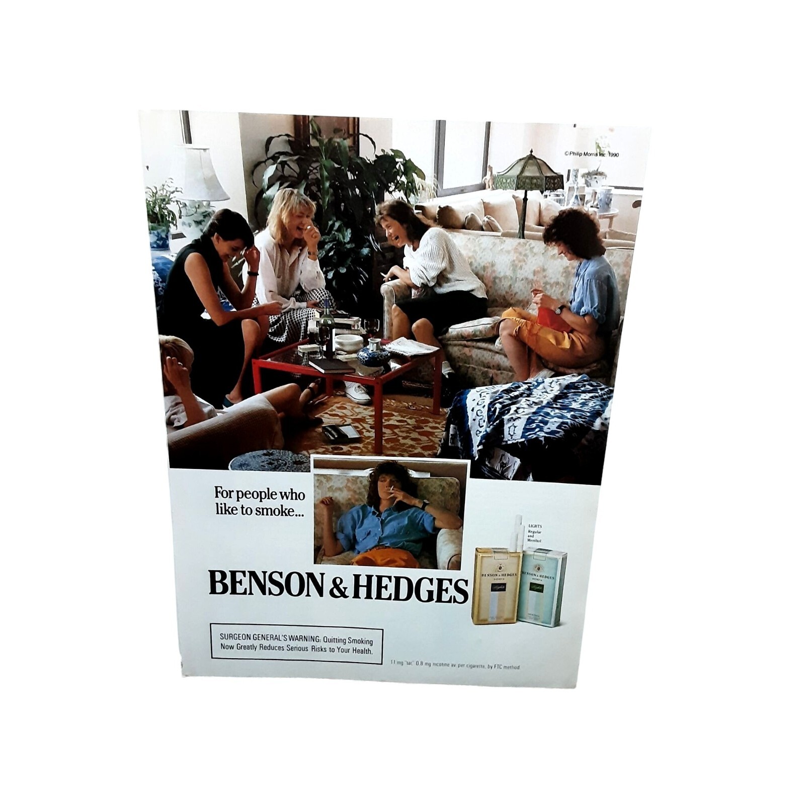 1990 Benson & Hedges Cigarettes Women Smoking Original Print Ad vintage 90s