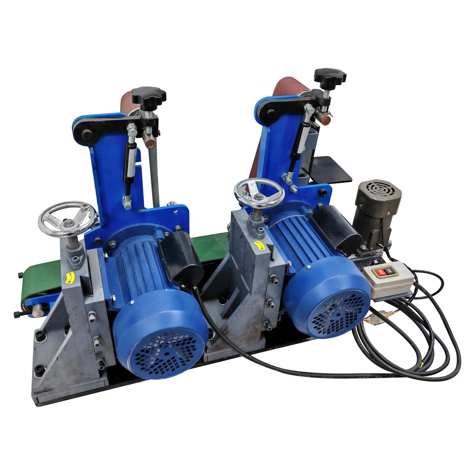 2Station Belt Sander220V Flat Rust Drawing Deburring Polishing Grinder Sharpener