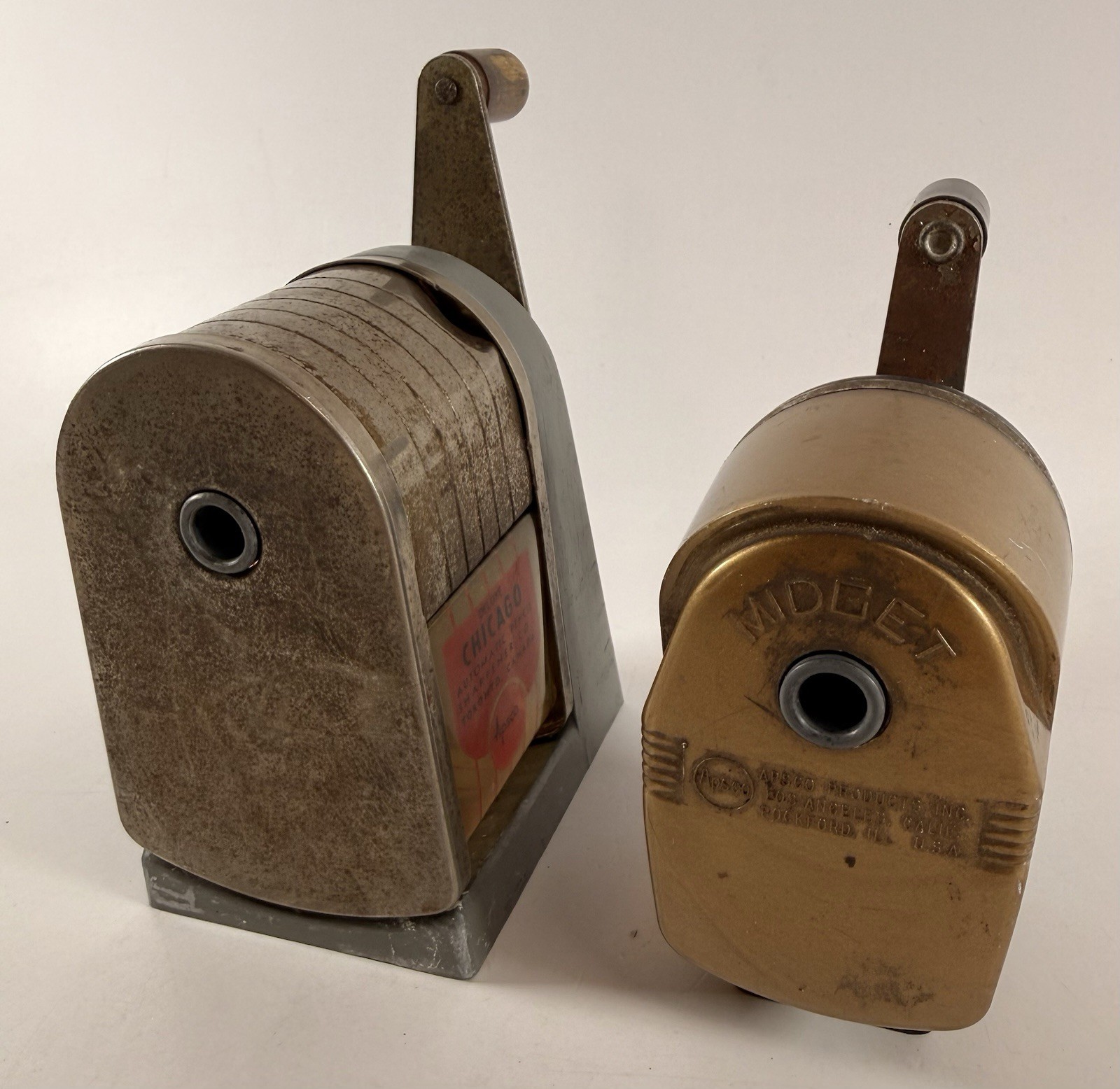 Vintage Chicago & Midget Crank Pencil Sharpeners Apsco USA Metal Lot