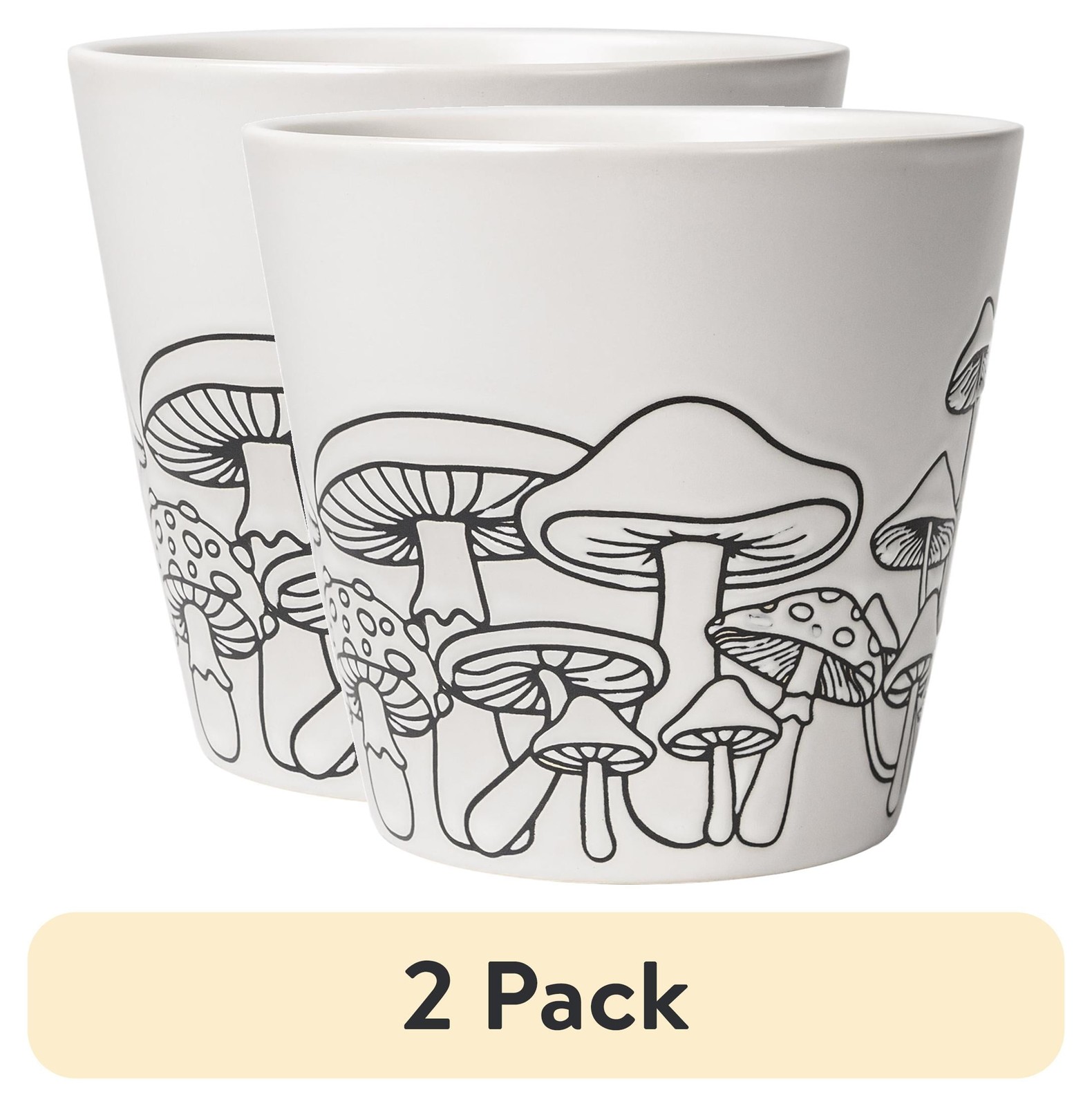 Mainstass 6" x 6" x 5.5" Round White Ceramic Mushroom Plant Planter