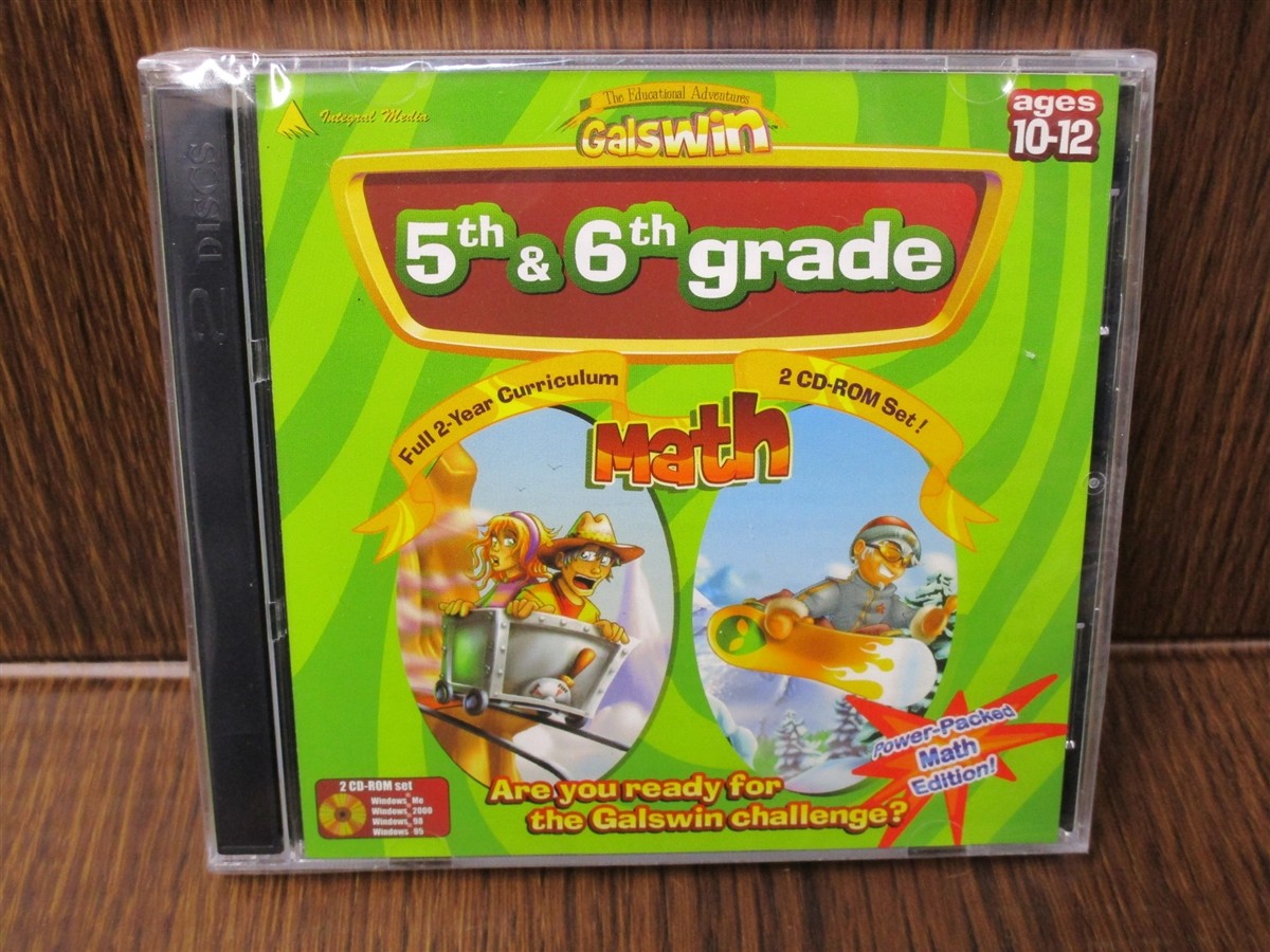 Software PC Galswin 5th & 6th Grade Math 2 CD set NEW SEALED Jewel