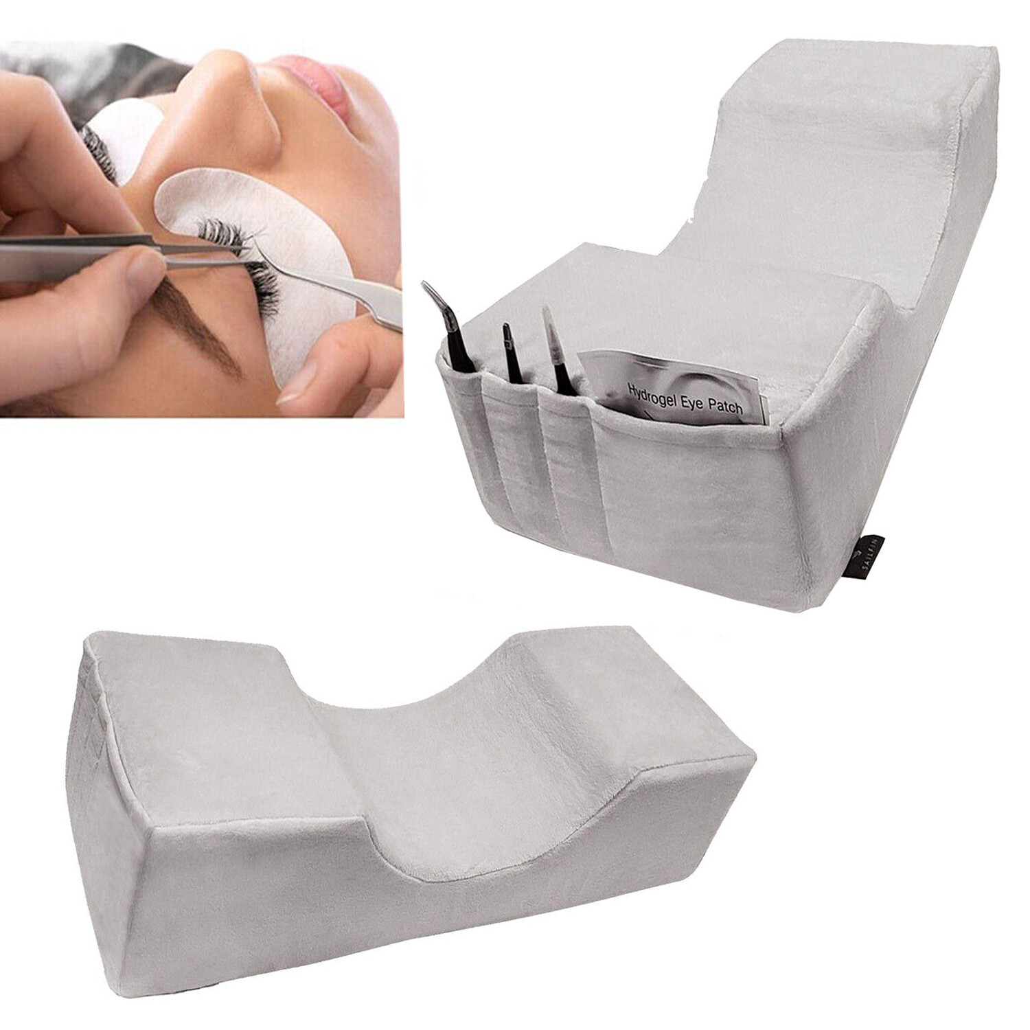 Gray Portable Beauty Pillow U-Shaped Eyelash Extension Pillow For Home Salon Use