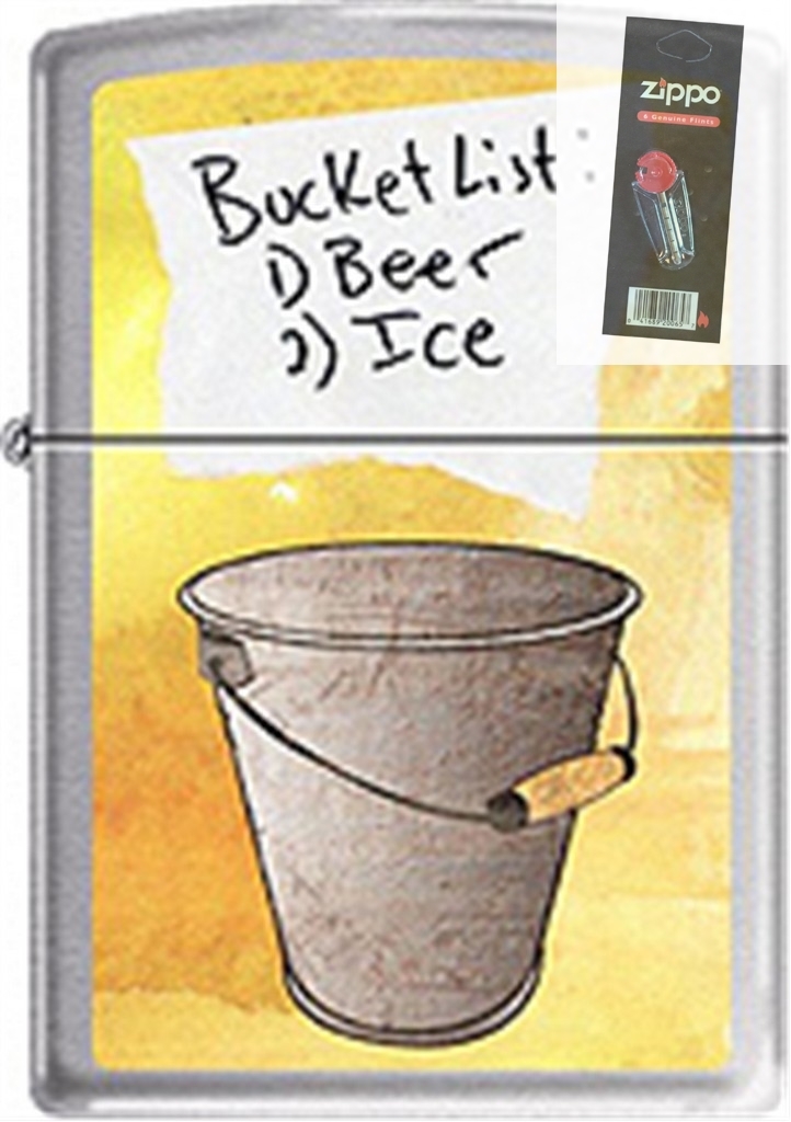 Zippo CM14261 bucket list RARE Lighter + FLINT PACK
