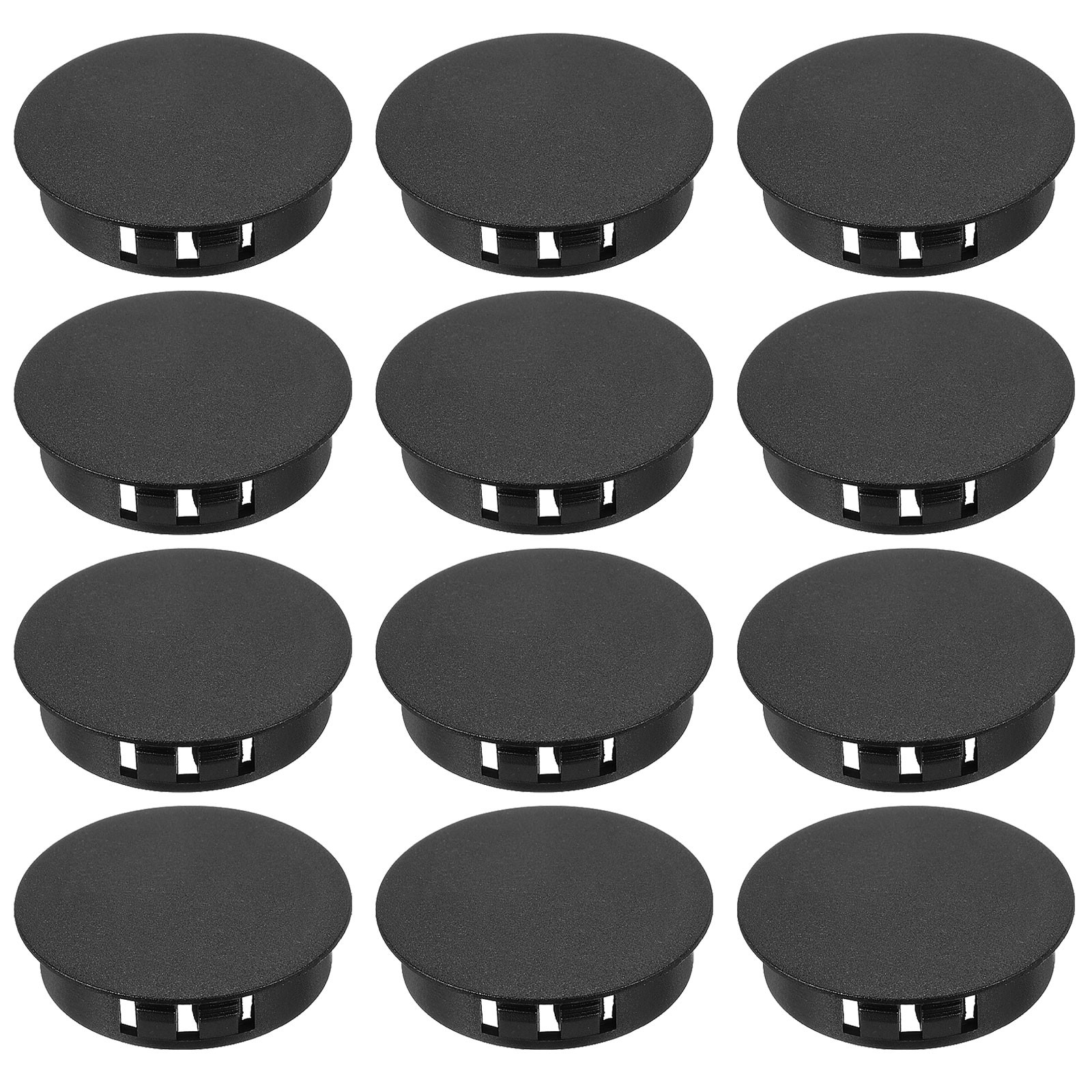 12 Pcs 40mm/1-9/16" Plastic Hole Plugs, Flush Type Round Plug Black