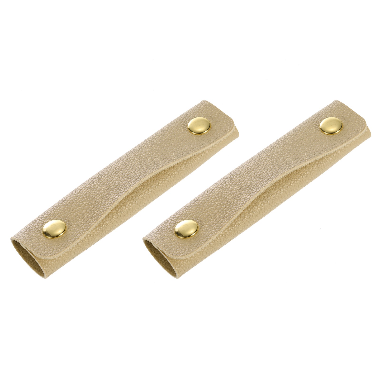 2Pcs PU Leather Luggage Handbag Handle Wrap Covers Apricot