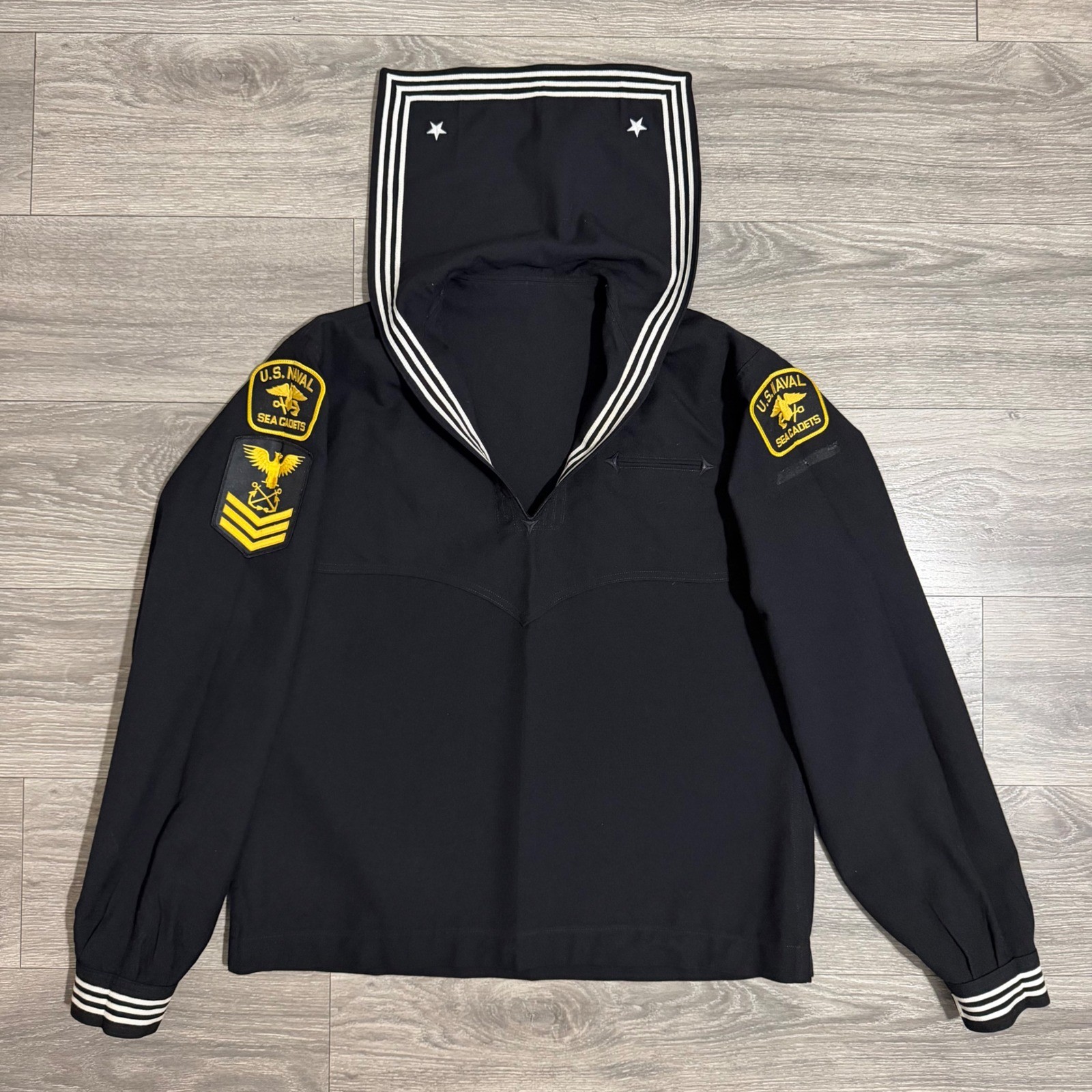 US Naval Sea Cadets Corps Dress Blue Jumper Uniform 100% Wool NavySailor Top 48L