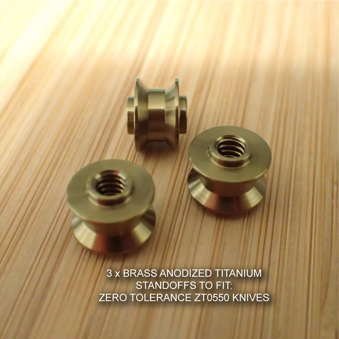 Zero Tolerance ZT0550 ZT 550 Knife BRASS Anodized Custom Titanium Standoff Set