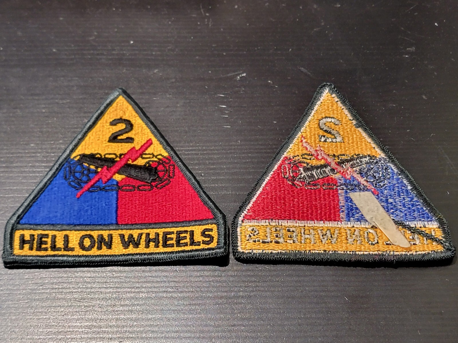 1950 Vietnam US Army Tank Triangle 2 Second Hell on Wheels Armored Div Patch 735