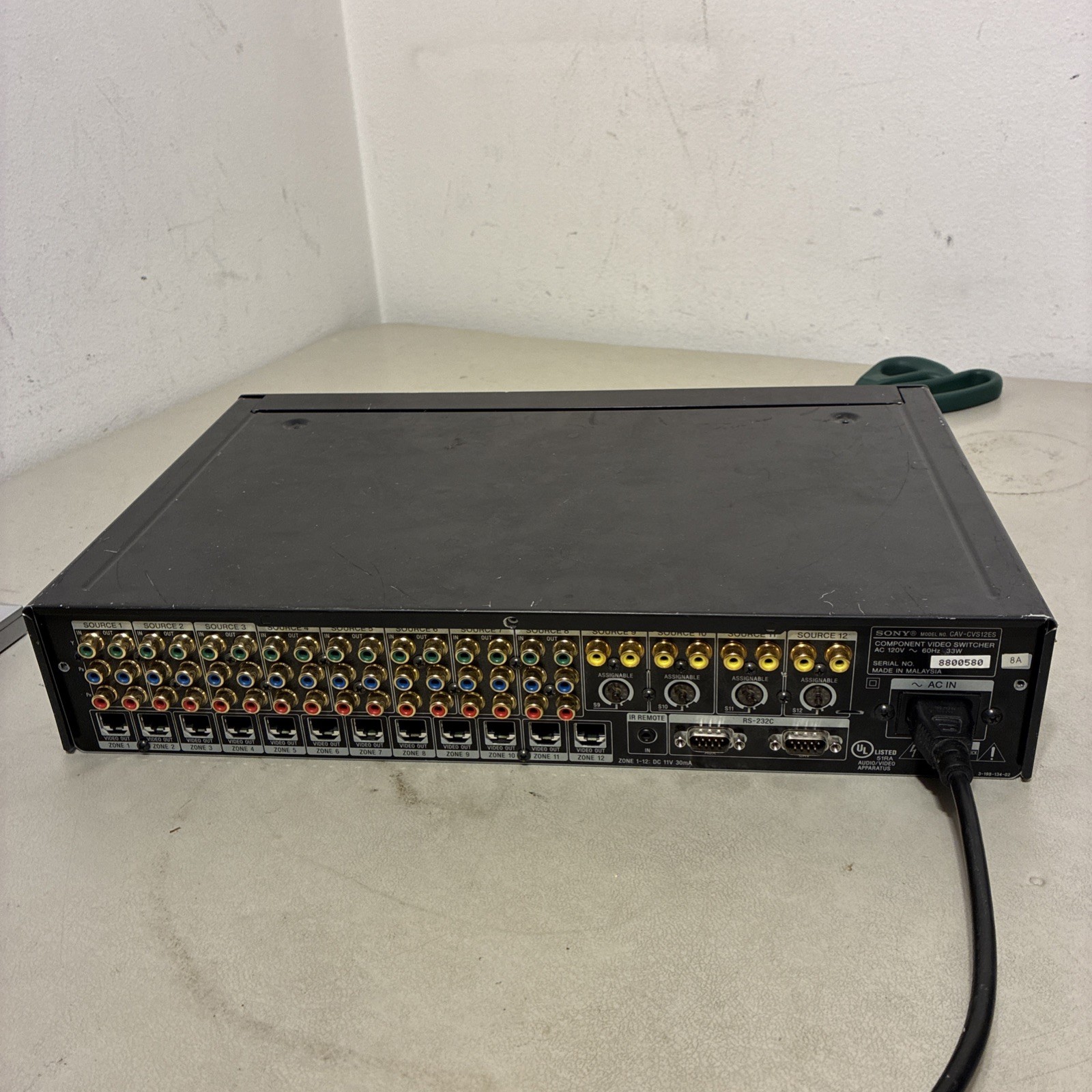 Sony CAV-CVS12ES 12x12 HD Component Video Matrix Switcher, Multi-Zone UNTESTED