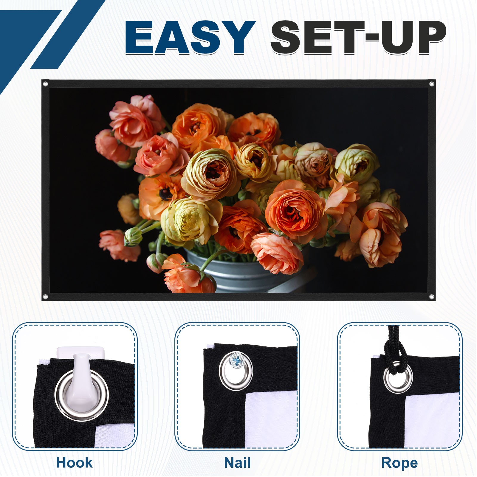 72in Portable Projector Screen, 4K HD 16:9, Average White