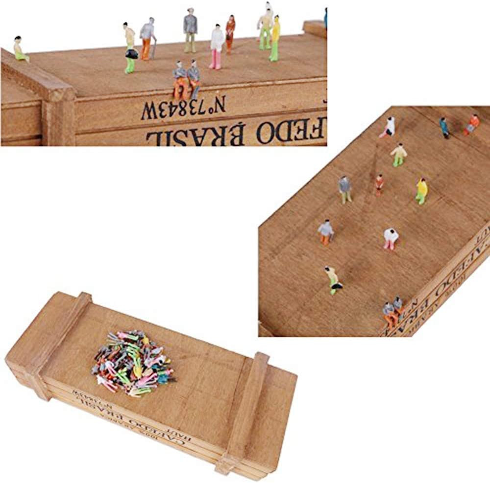 100PCS 1:100 HO Scale Tiny People Set - Mixed Painted Plastic Figures