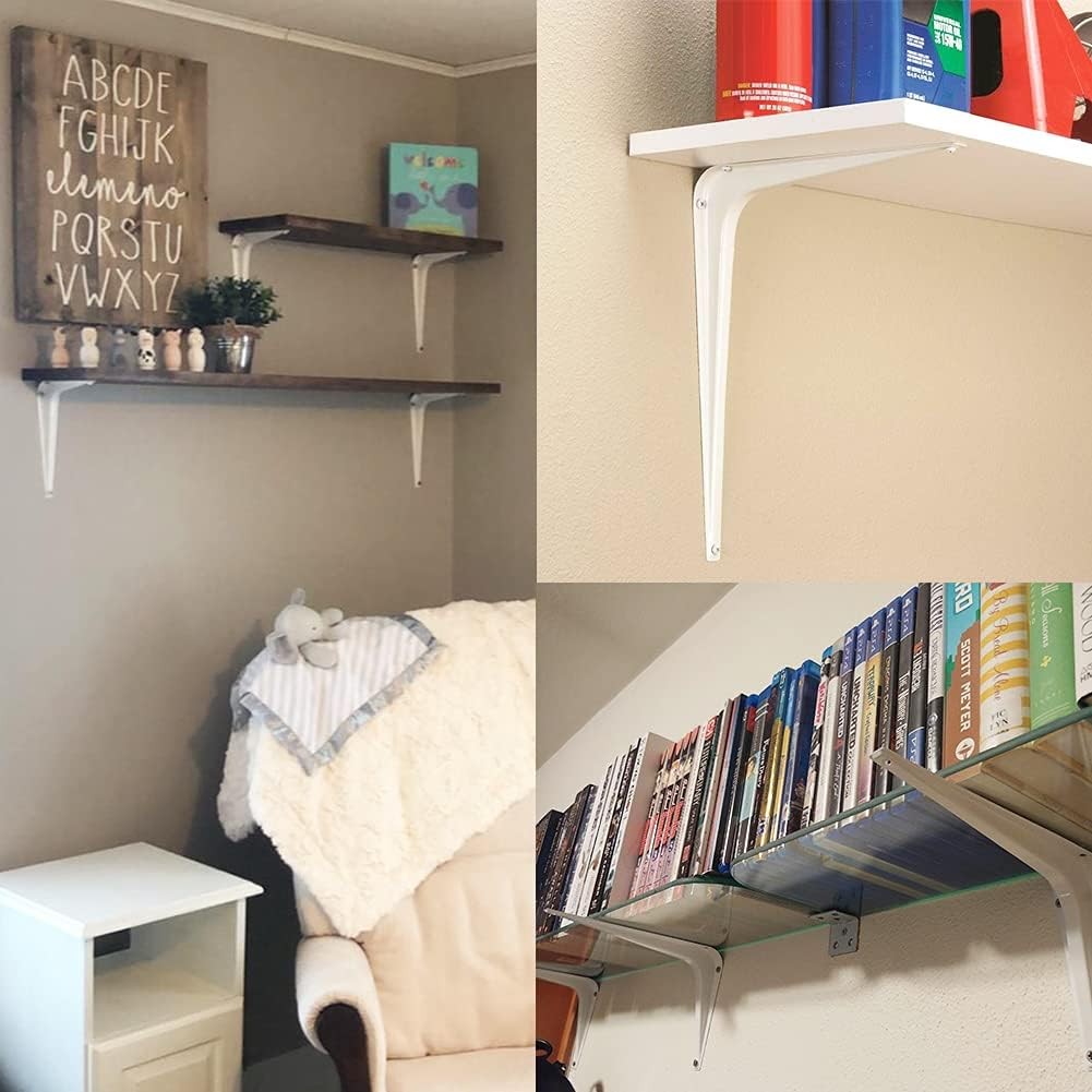 Shelf Bracket 12×10 in 10 PCS White Shelving Brackets