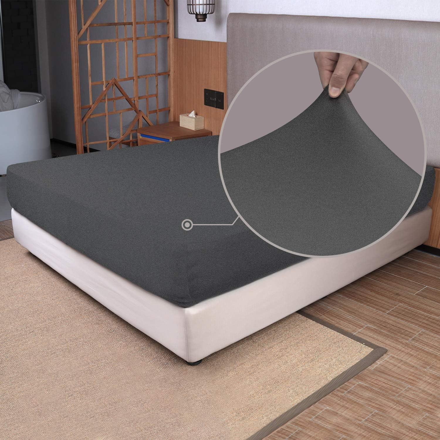 Queen Size Fitted Sheet Only - 4-Way Stretch Knit, Snug Fit, Wrinkle Free & Stay
