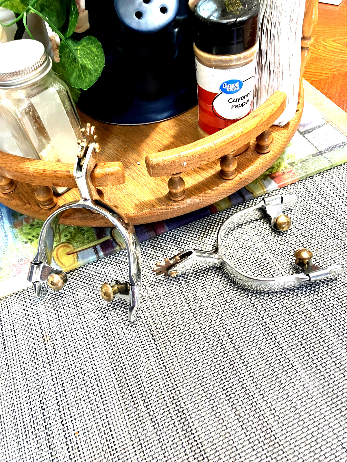 WESTERN Stainless Steel Cutting Spurs w/ Brass Rowel VERY NICE