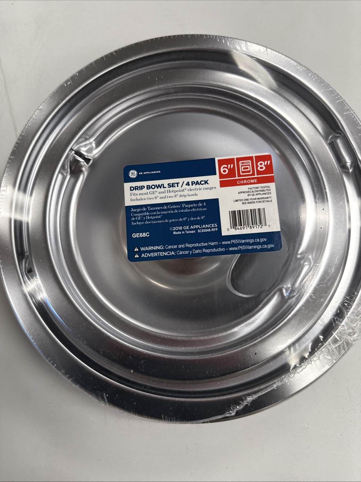 NEW GENUINE OEM GE Drip Bowl 4 Pack (2x 6" and 2x 8") GE68C GE68CC 3024461