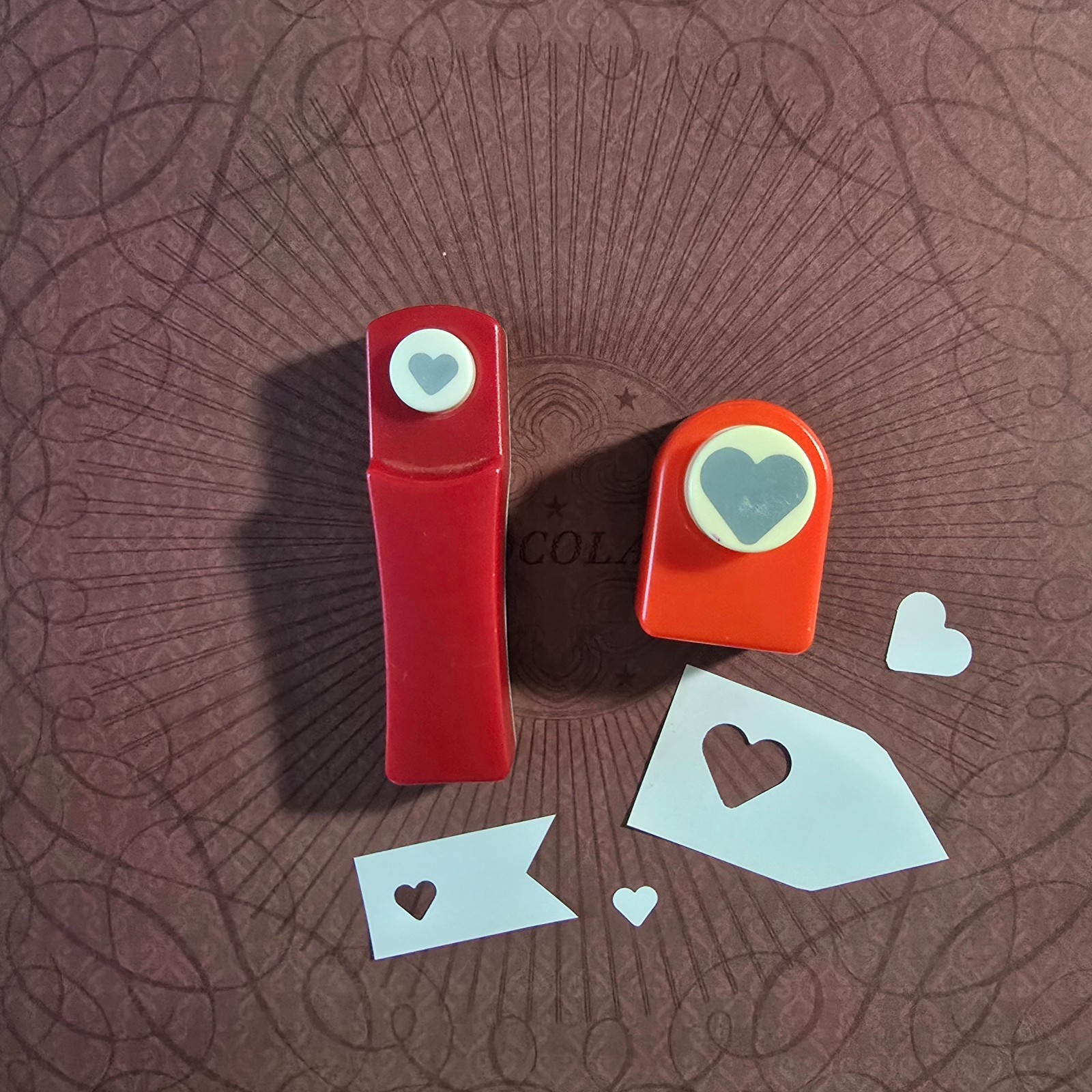 Paper Hand Punch Set of 2 Hearts, Craft, Scrapbook, Cardmaking