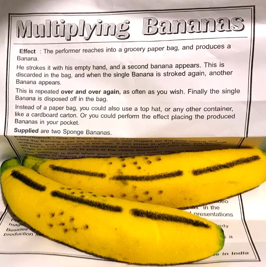 MULTIPLYING SPONGE BANANAS 2 Foam Magic Trick Clown Fruit Funny Stage Comedy Set