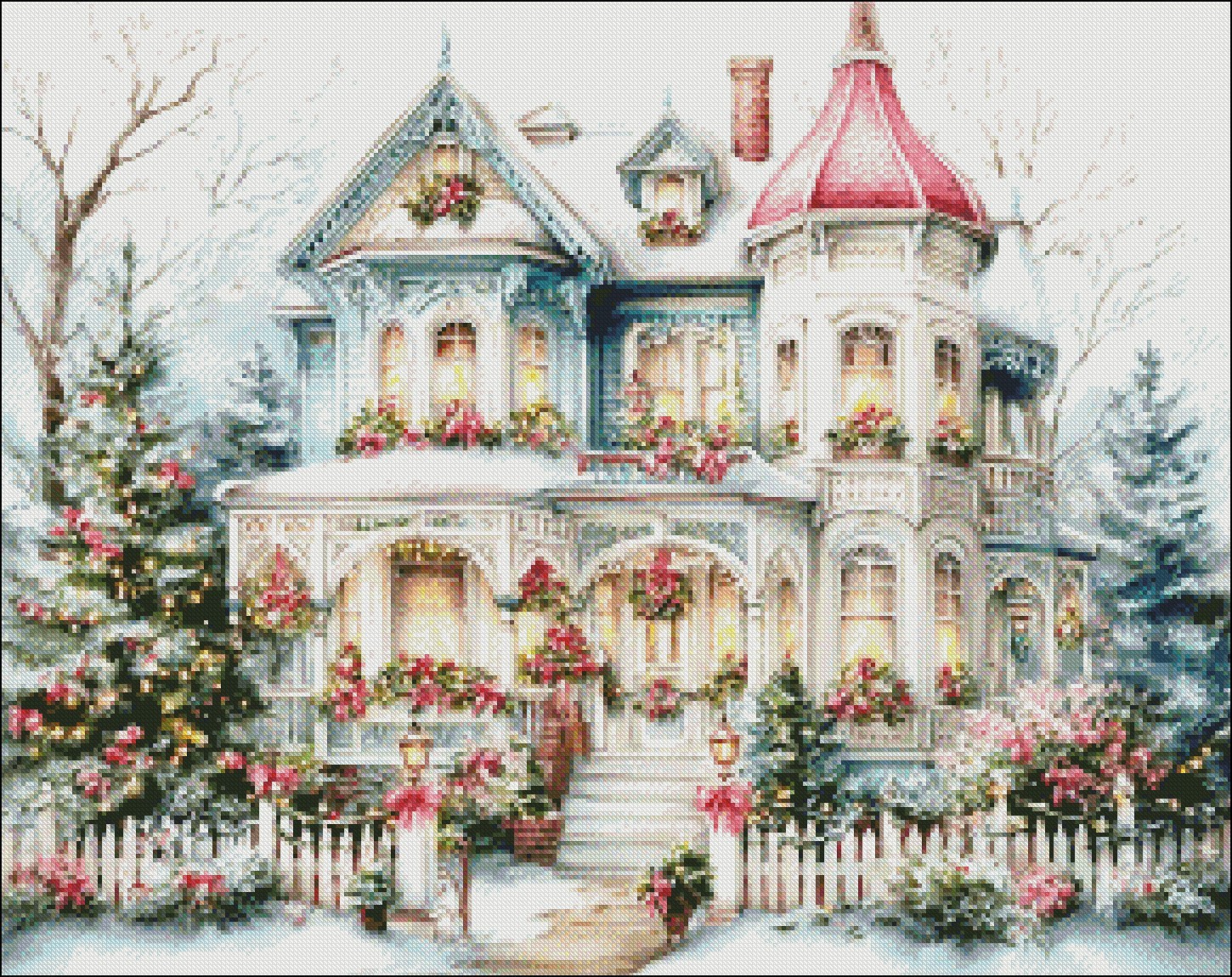 Victorian House 3 - DIY Chart Counted Cross Stitch Patterns Needlework DMC Color