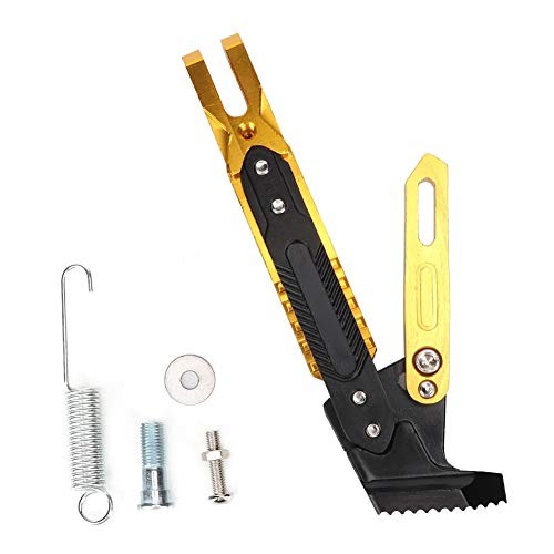 Motorcycle Kickstand Adjustable Aluminum Alloy Side Stand Foot Holder () Golden