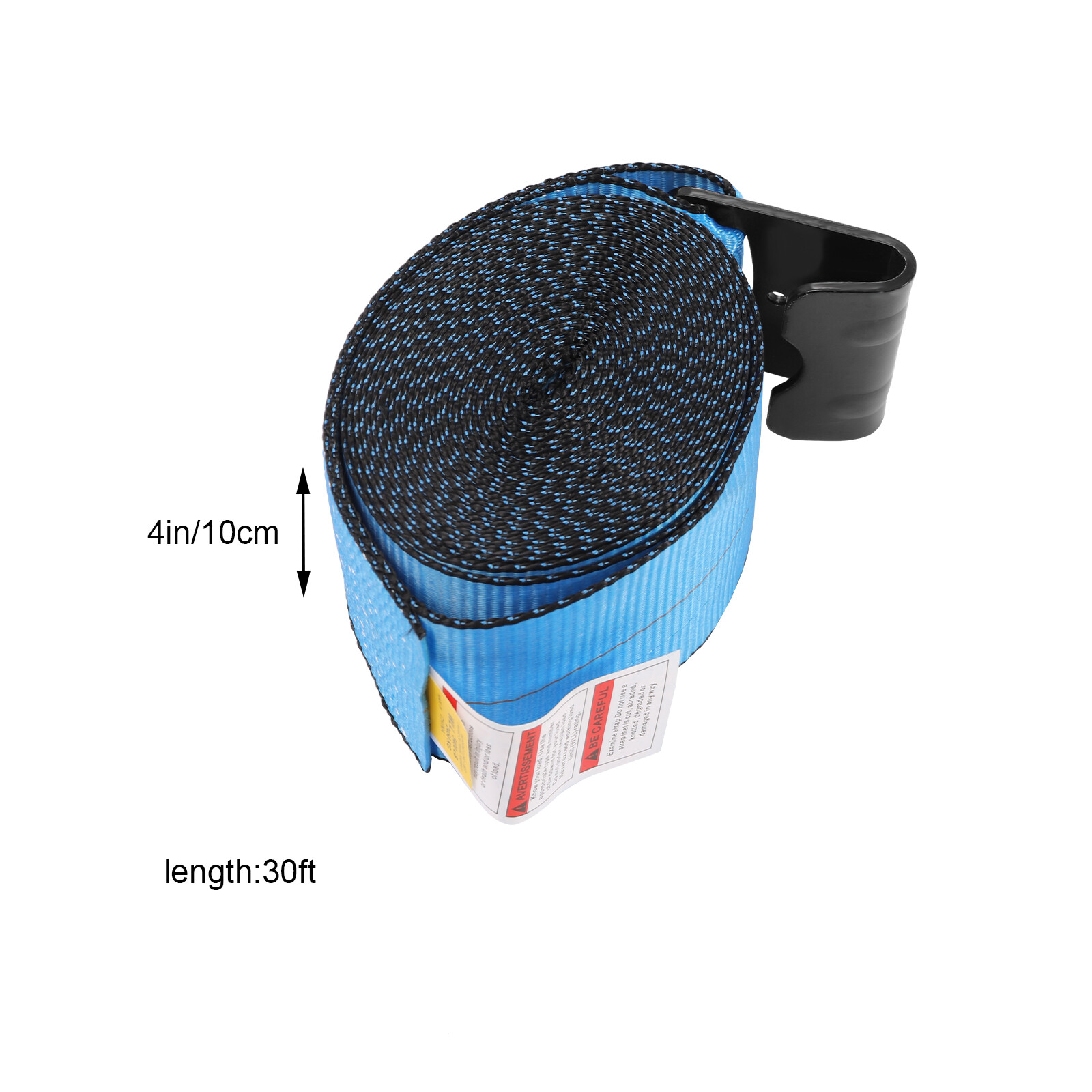 10 pcs 4 inch x 30 Feet Winch Straps Tie Down With Flat Hook Cargo Control Blue