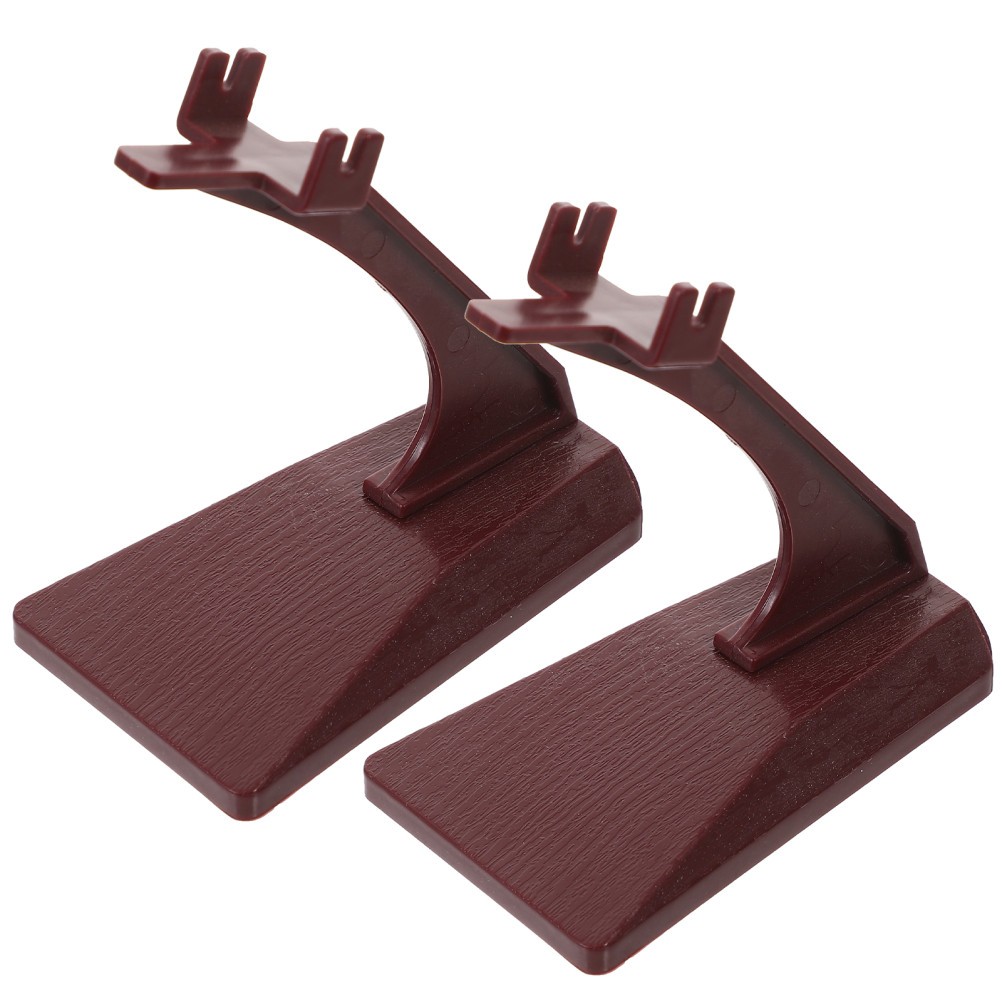 2Pcs Grey Plastic Aircraft Model Display Stand Durable Desktop Storage Rack