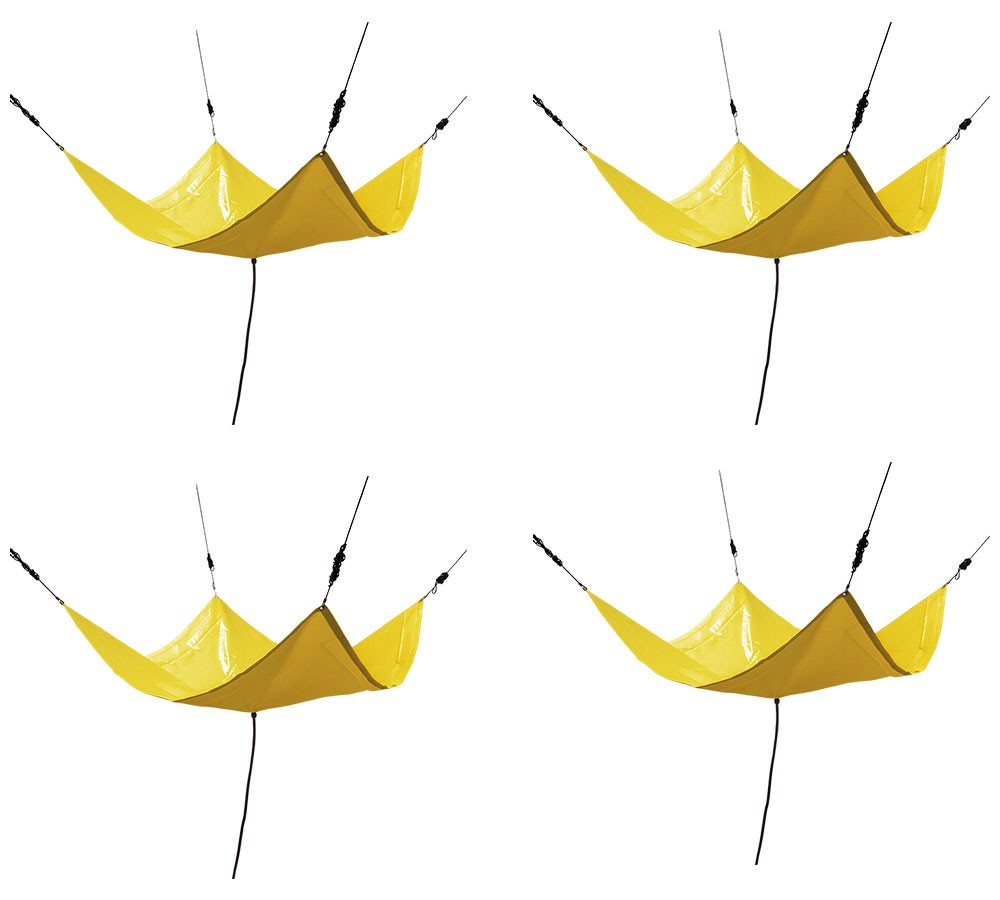 4PK 3'x3' Roof Ceiling Leak Diverter Drain Tarp Kit - Yellow Roof w/Drainage