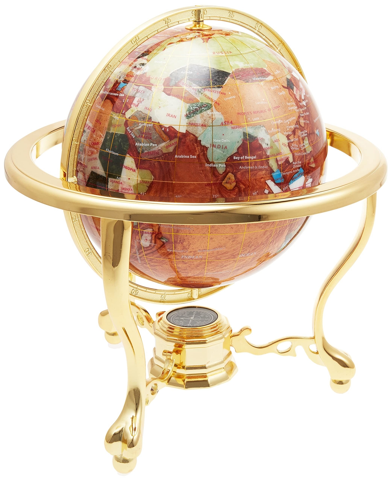 Unique Art 13-Inch Tall Table Top Amberllite Pearl Gold Stand Gemstone World ...