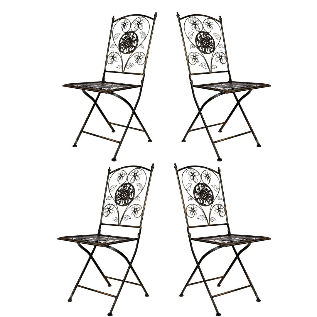 Rustic Matte Black Barcelona Bistro Folding Chair - Set of 4 by Chivari