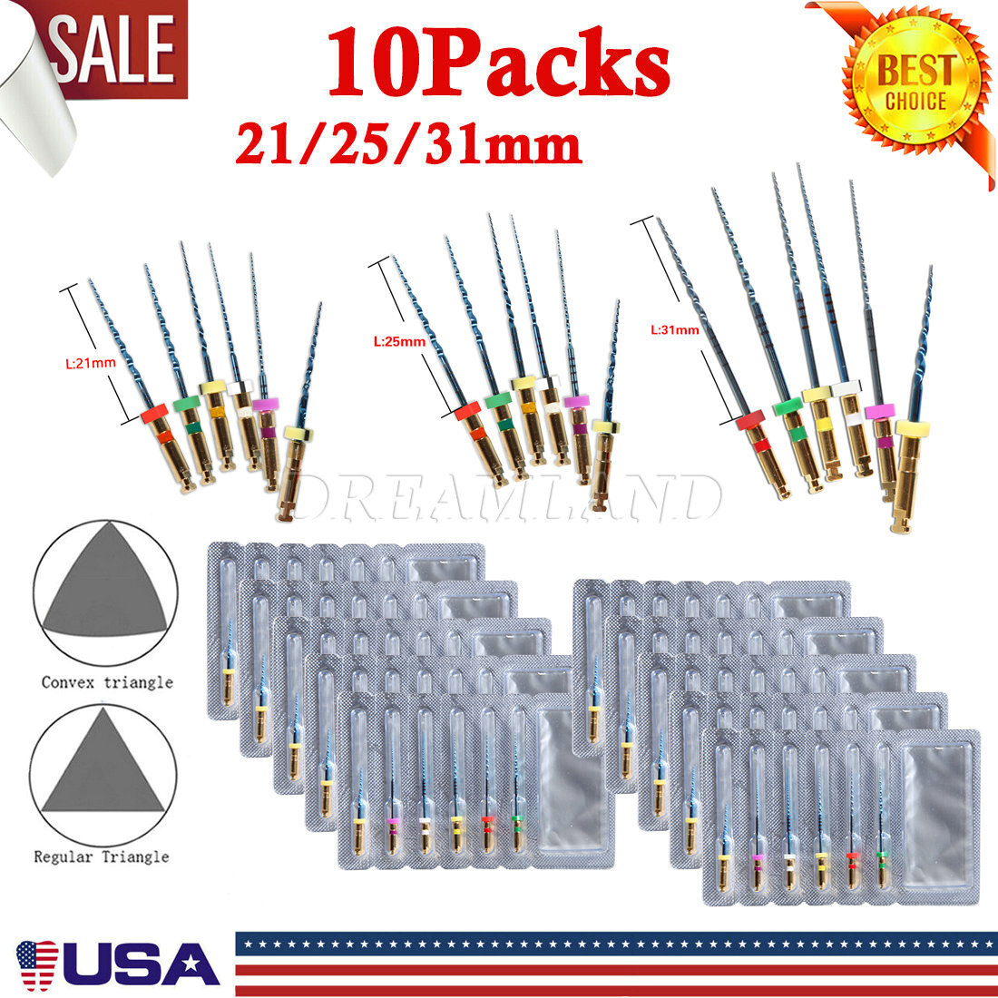 1-10 pks Dental Endo Super Rotary NiTi Files SX-F3 31mm/25mm/21mm Engine Use