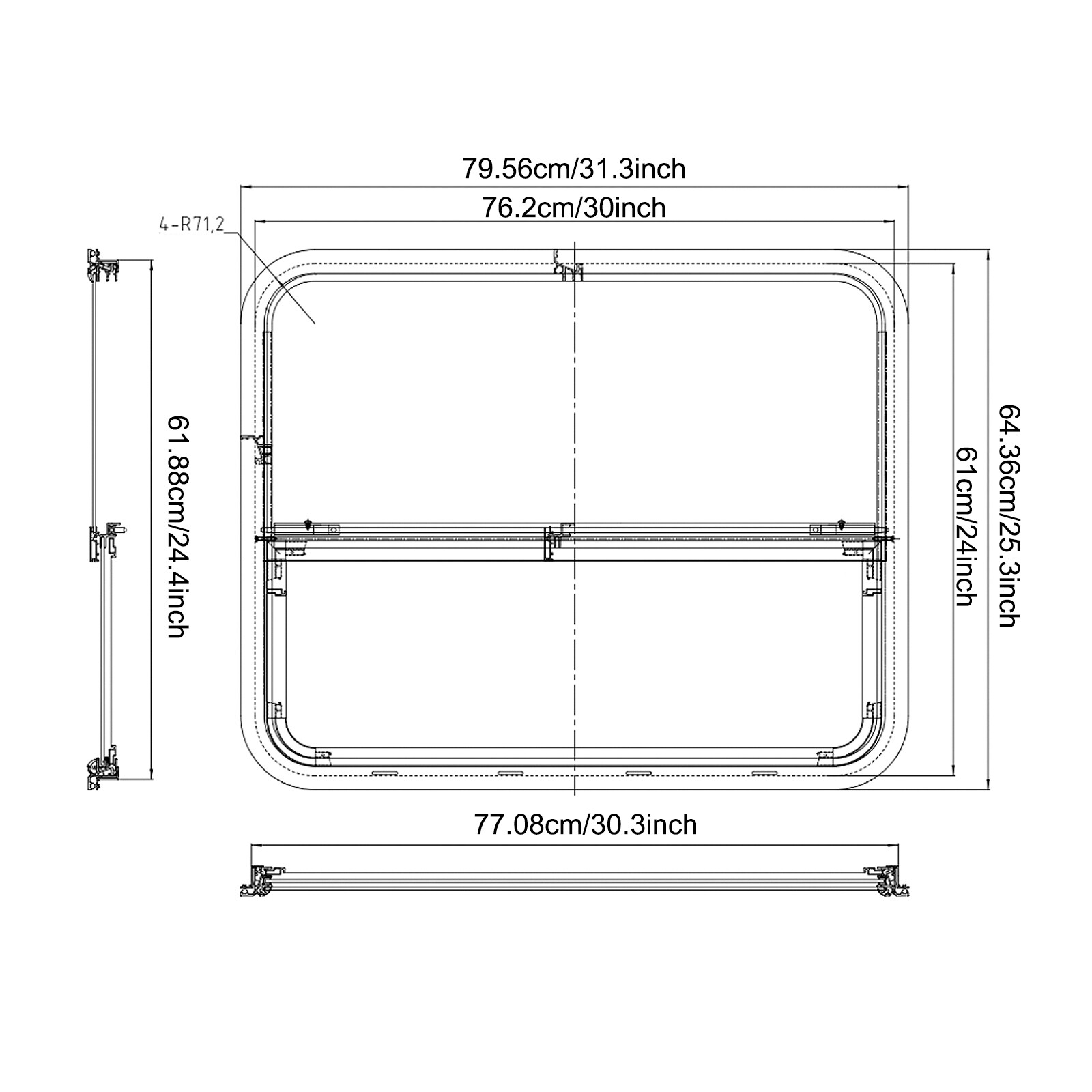 RV Window, 2 PCS RV Windows, RV Vertical Slide Window