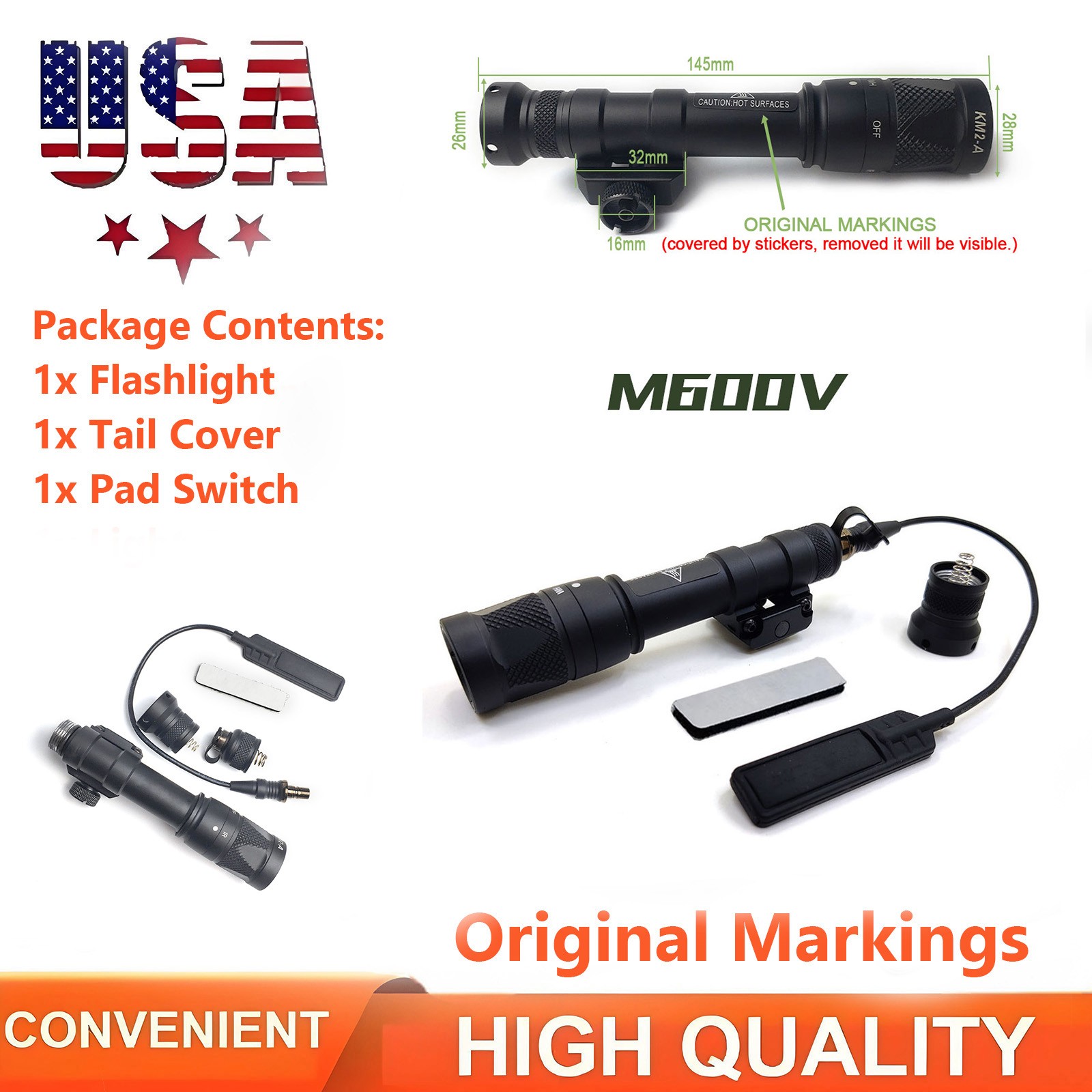 Tactical M600V-IR Light - LED & Infrared IR Flashlight With Pressure Switch US