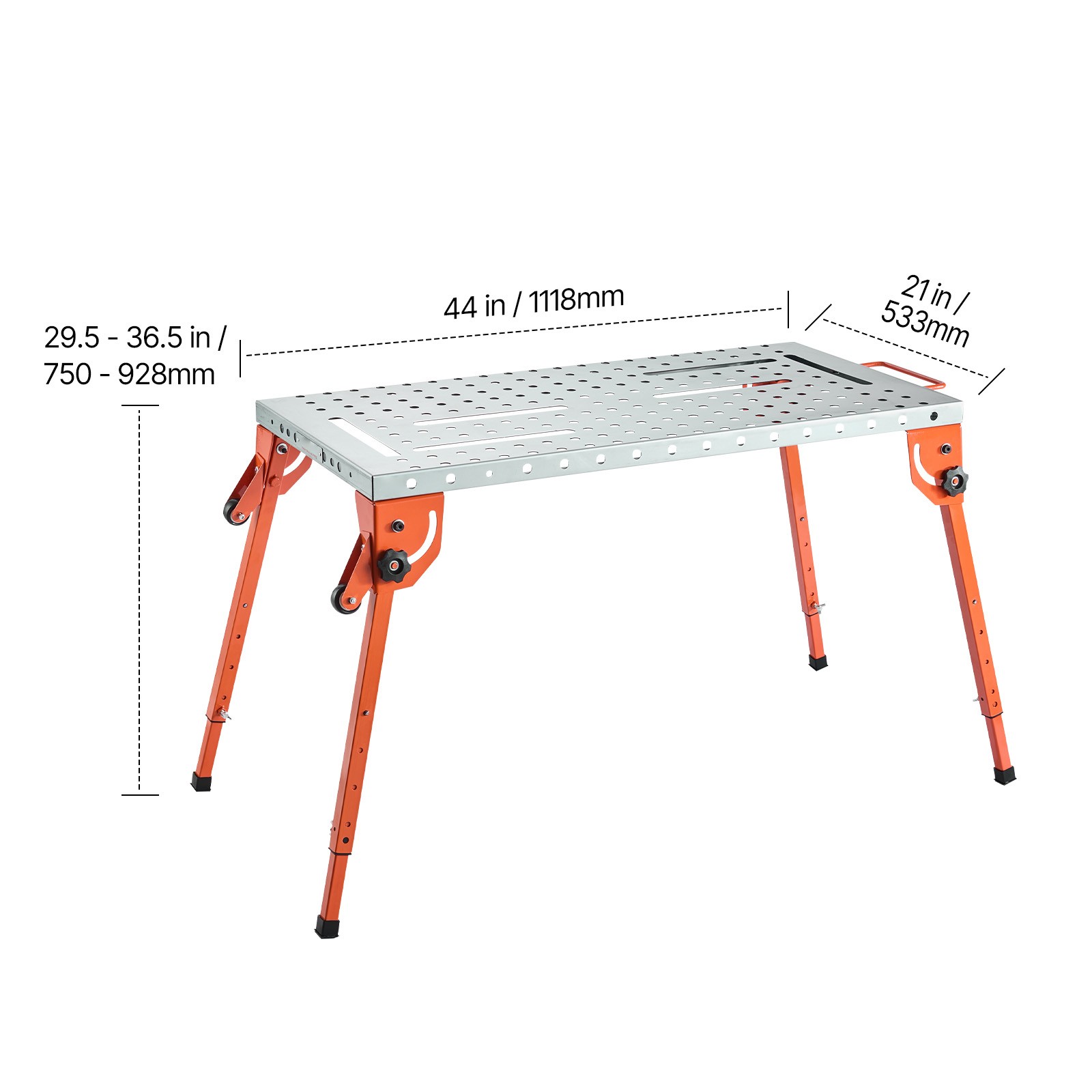 Welding Table 44" x 21" 500LBS Folding Workbench 4-Level Adjustable