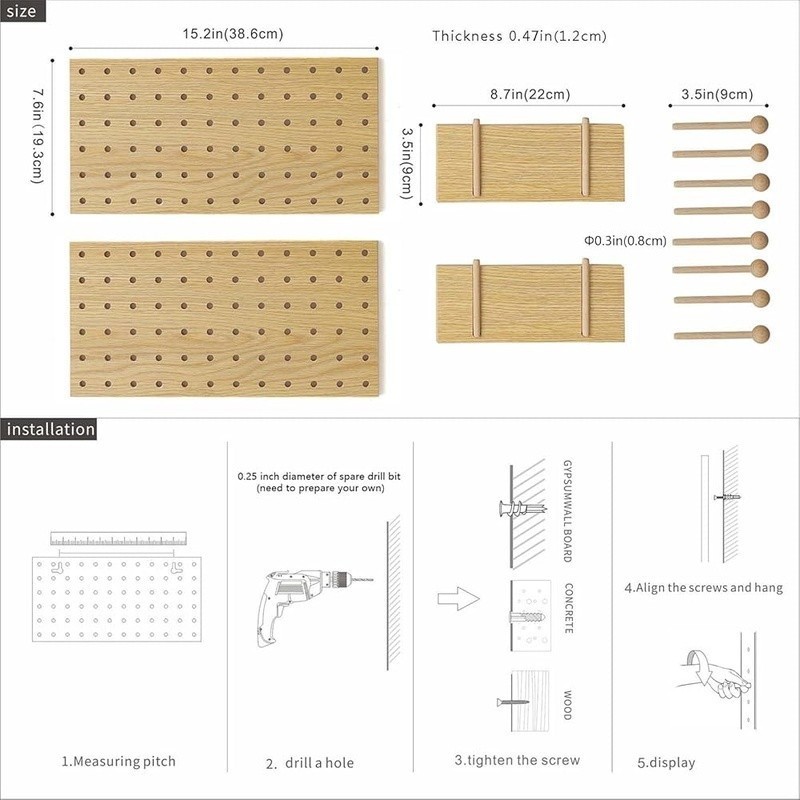 Modular Pegboard Organizer Storage Kit Wall Mount Easy Install Tools Crafts New