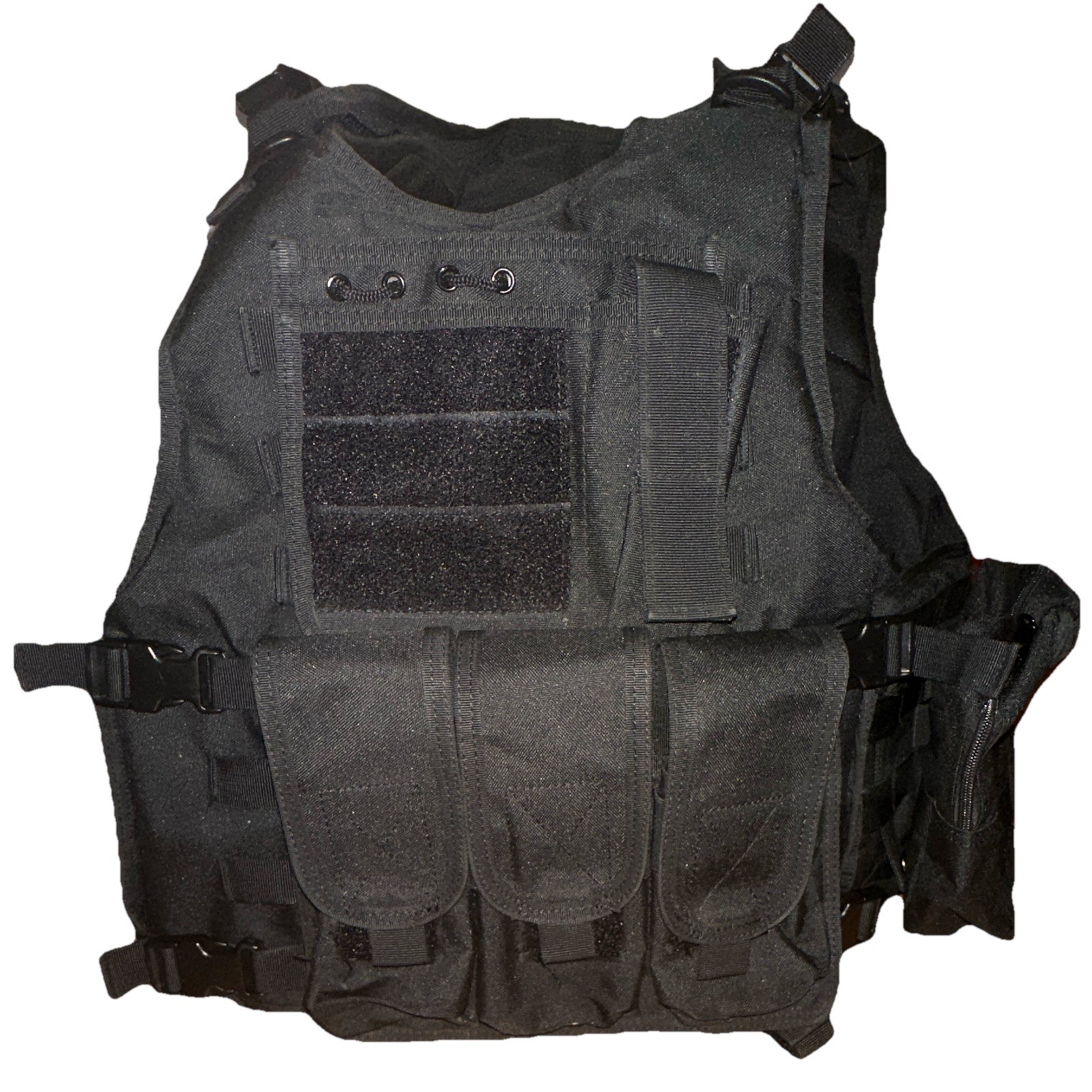 Black Nylon Tactical Airsoft Vest Modular MOLLE System Adjustable 8-Piece Set