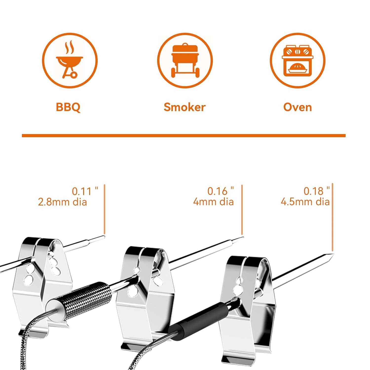 10 Pieces 3-Hole Probe Holder, Clip Meat Grill Temp Probe Clip Barbecue Universa