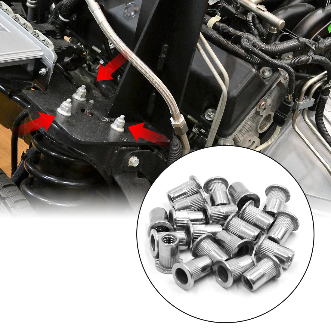 1/4-20Unc Flat Head Nut Rivet Insert Threaded Insert 304 Steel 20Pcs