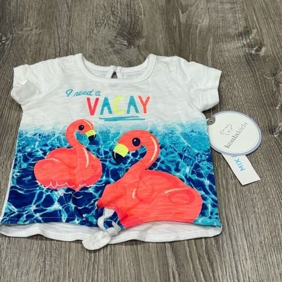 New Koala Kids 3-6 month Flamingo Need Vacay Shirt J28