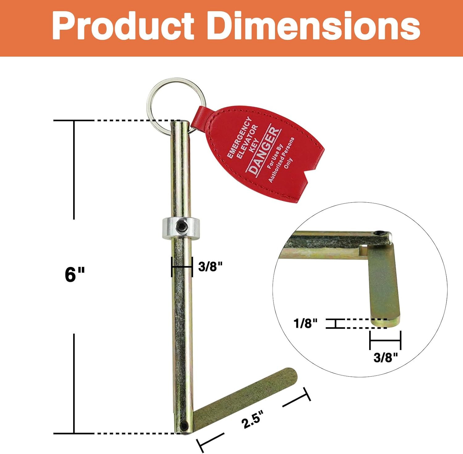 Universal Elevator Drop Key Set with Large Tag Ring - 2-Pack