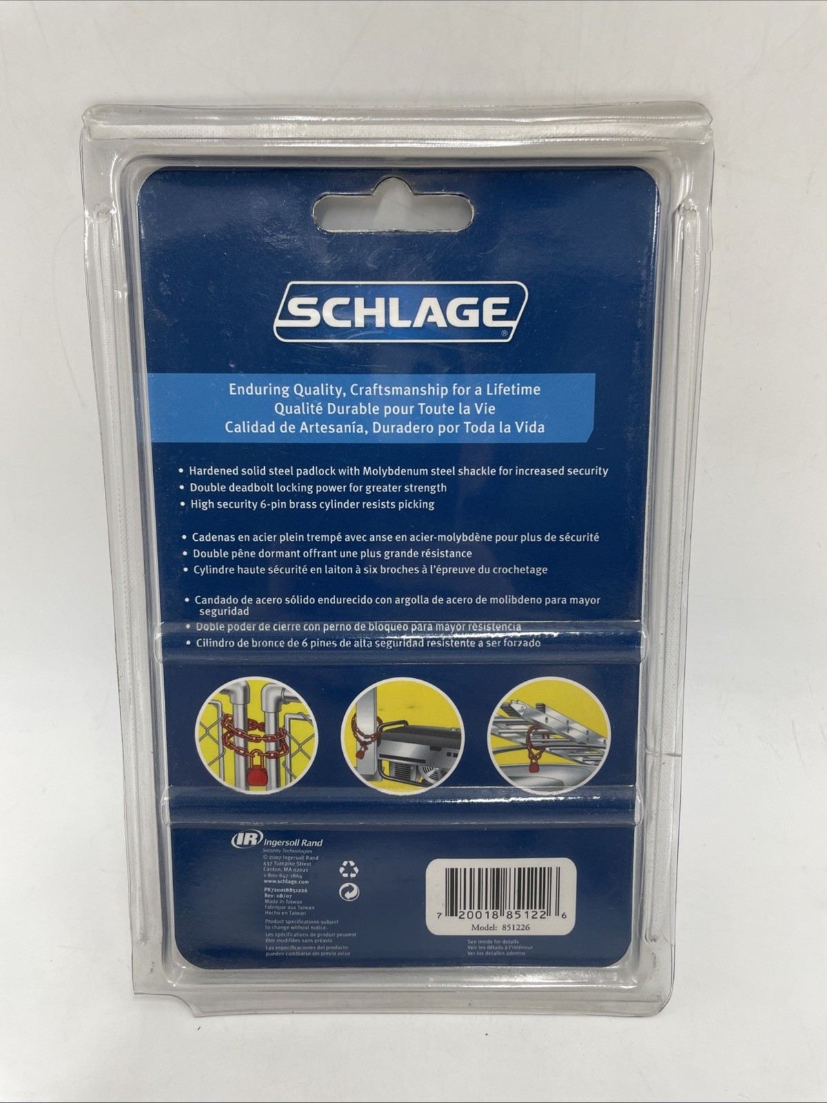 Schlage Padlock Heavy Duty Solid Steel 2.5" 64mm (Model 851226)
